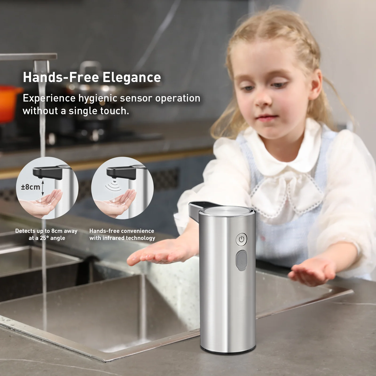 Deluxe Aroma Smart Liquid Soap Dispenser - Stainless Steel - Image 3