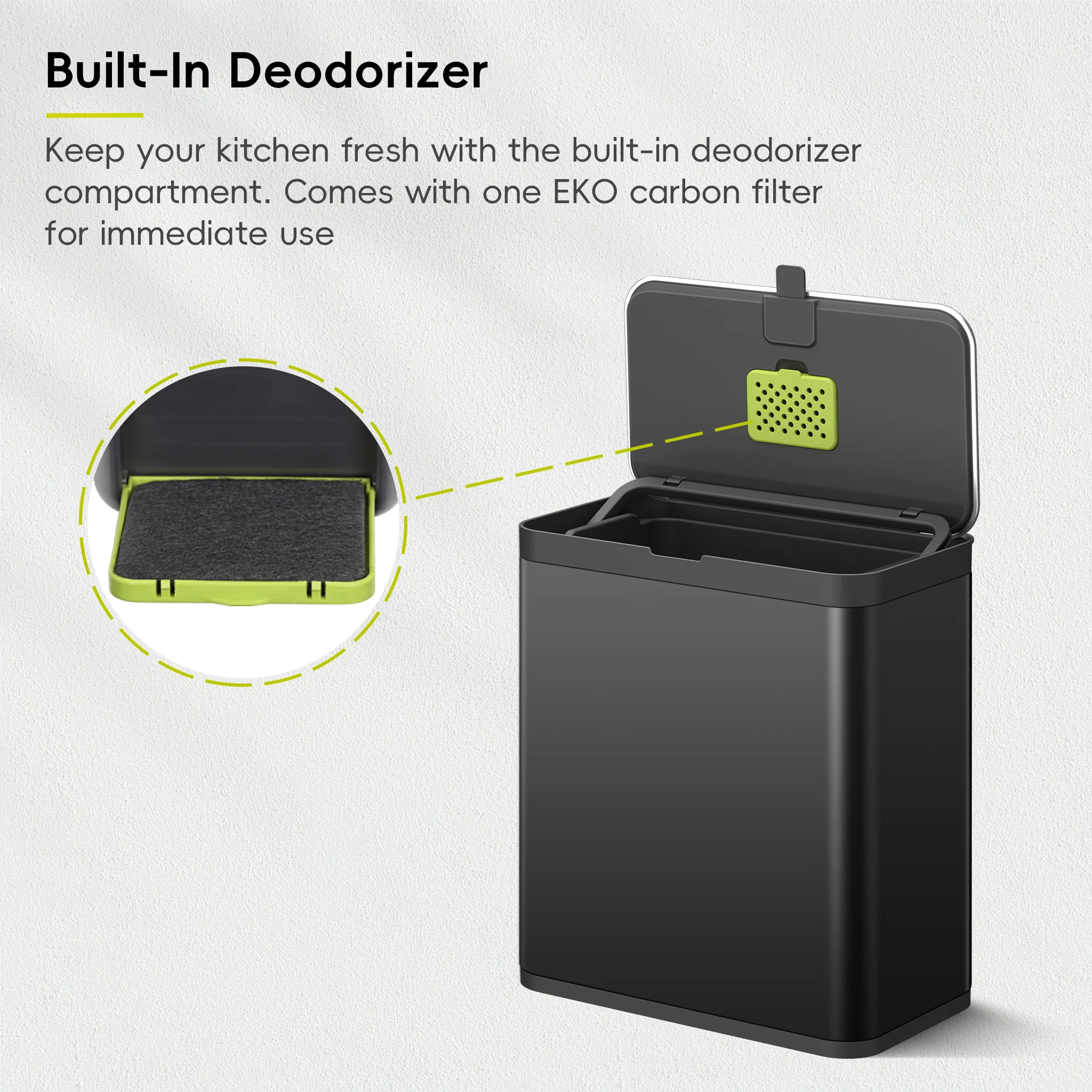 Deluxe Puro Compost Bin with Liner - 7L / 1.85 Gal (Matte Black) - Image 6