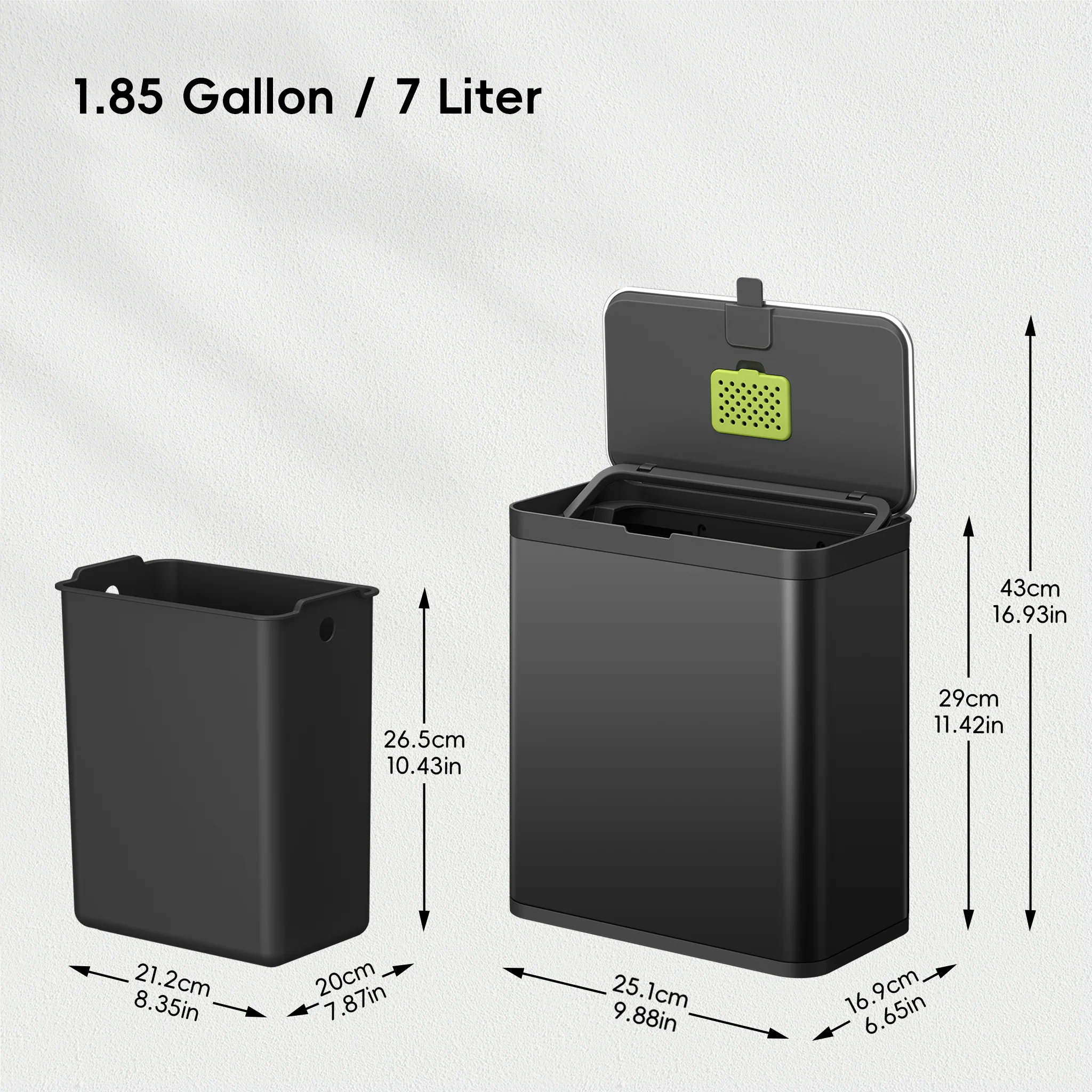 Deluxe Puro Compost Bin with Liner - 7L / 1.85 Gal (Matte Black) - Image 9