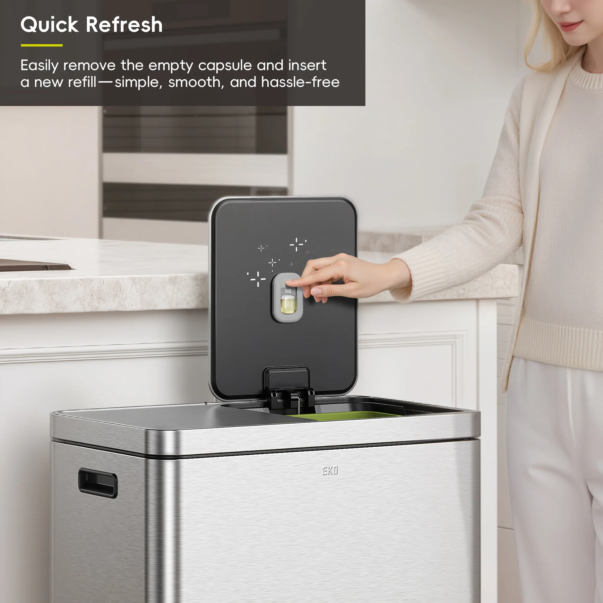 Deodorizer Pod Kit with Refillable Holder, Plant-Based Odor Eliminator for Trash Can - Image 9