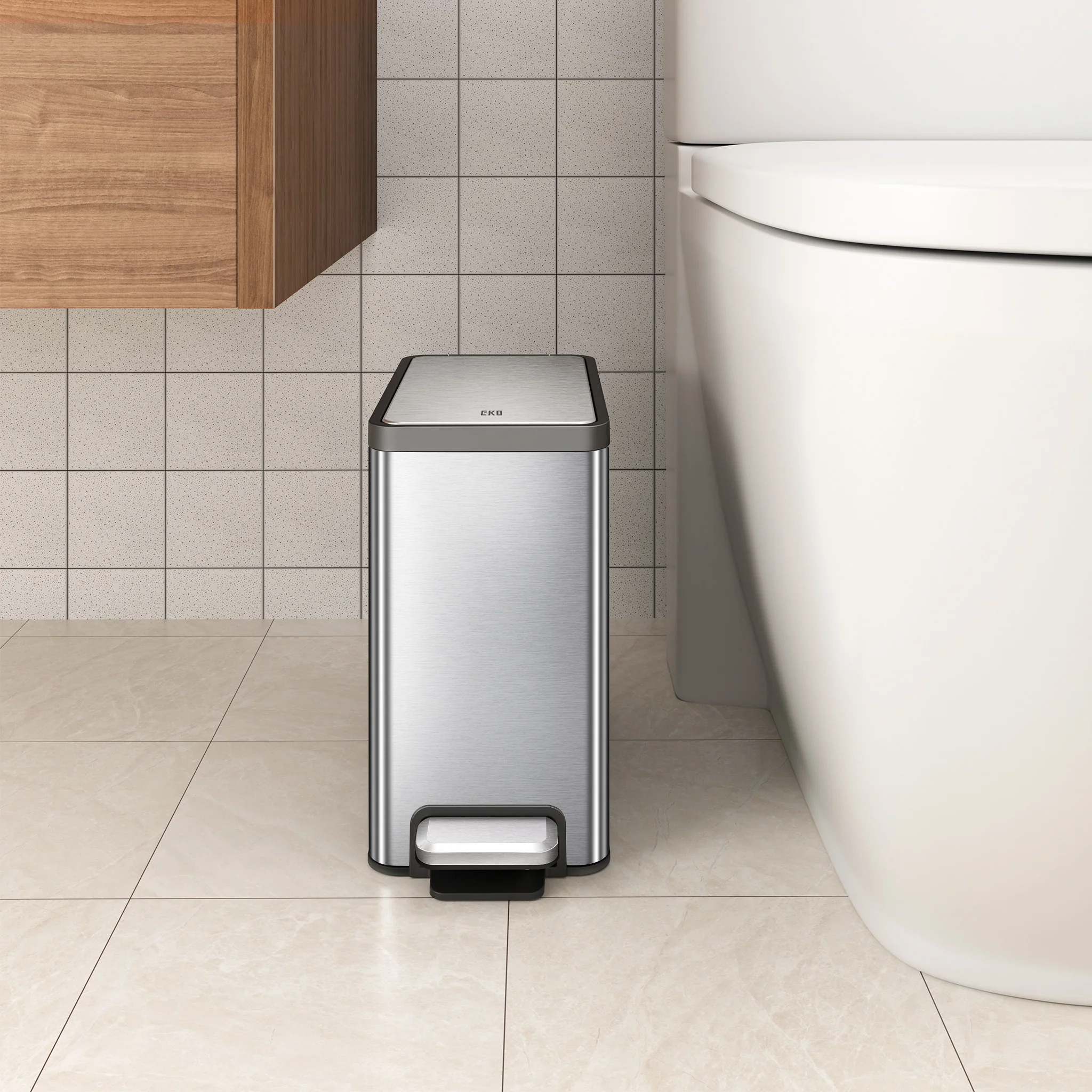 EcoCasa II Slim Step Can with Liner – 6L / 1.6 Gal - Stainless Steel - Image 5