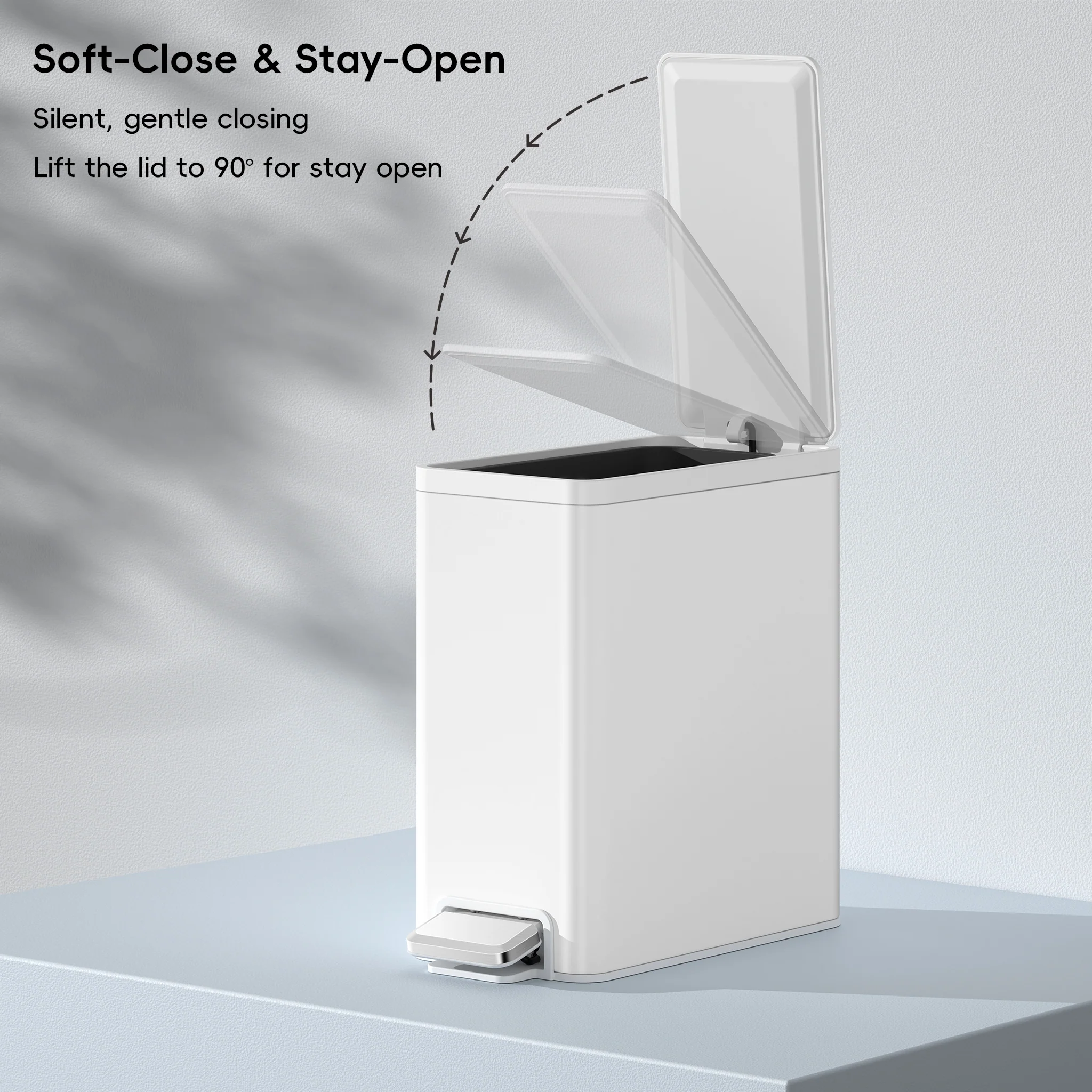 EcoCasa II Slim Step Can with Liner – 6L / 1.6 Gal - Matte White - Image 2