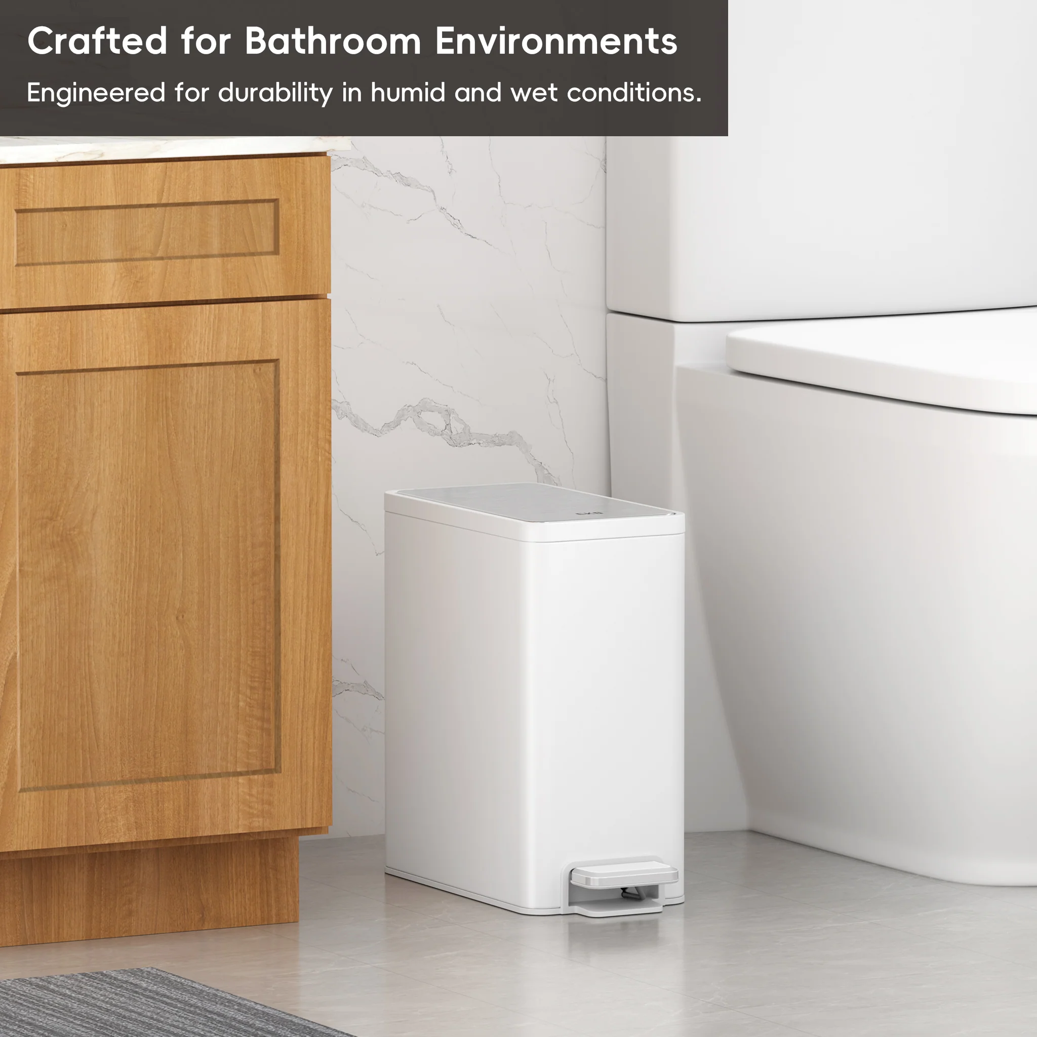 EcoCasa II Slim Step Can with Liner – 6L / 1.6 Gal - Matte White - Image 4