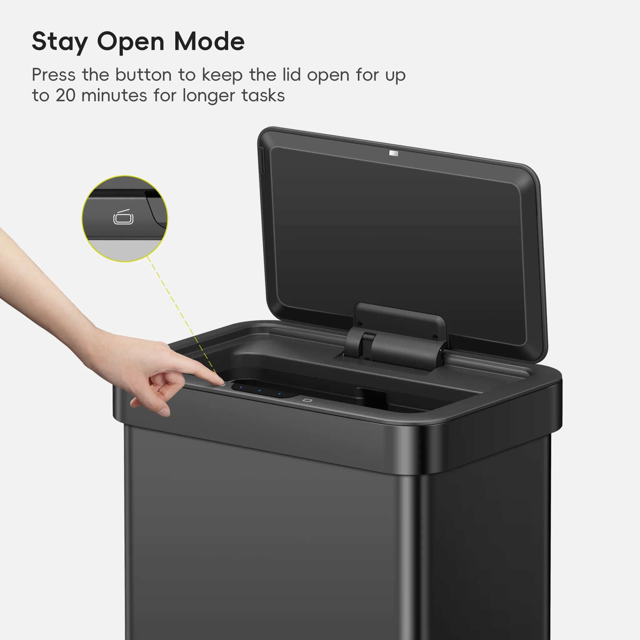 EcoNova 50 Liter / 13 Gallon Motion Sensor Trash Can - Matte Black - Image 7