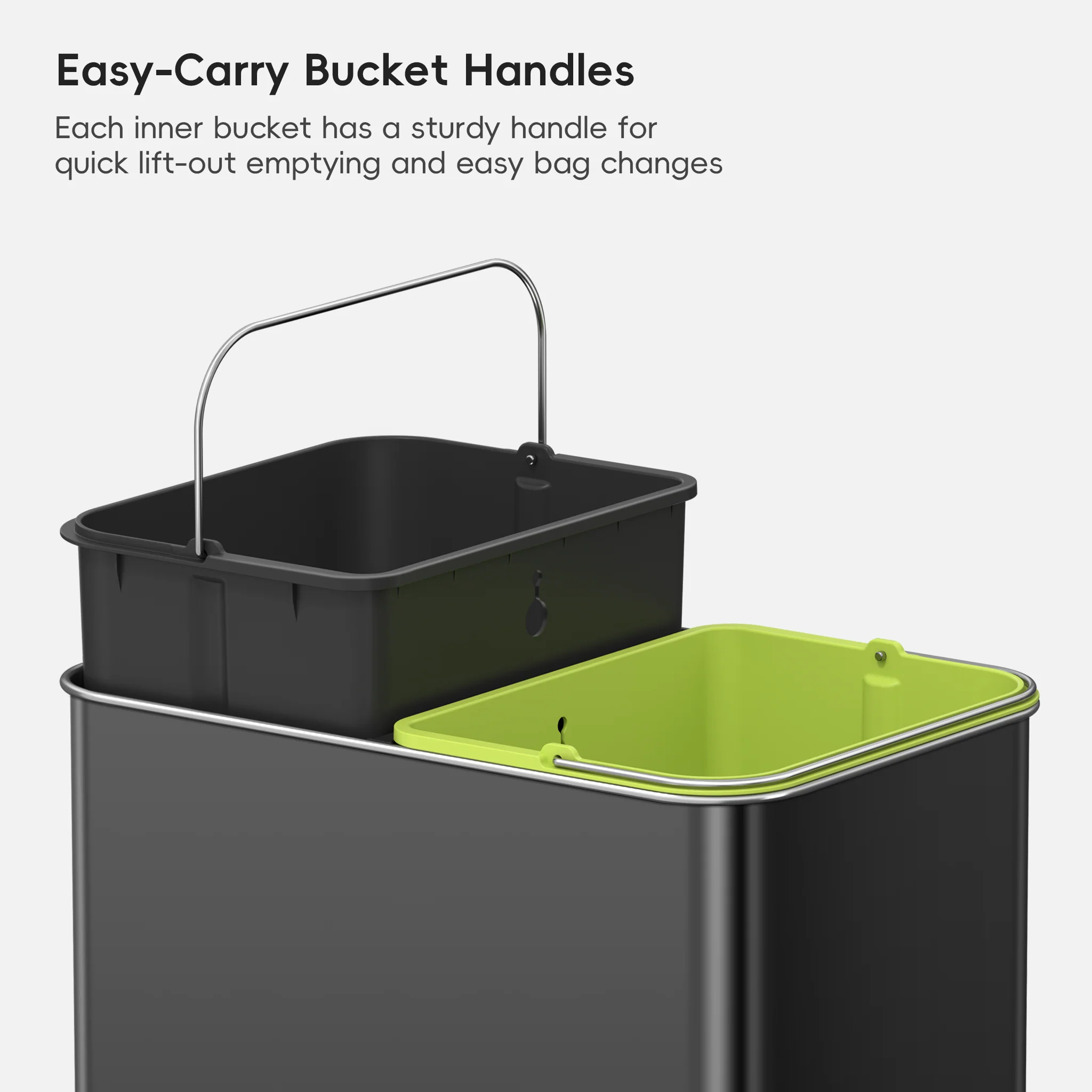 Econova 8+8 Gallon Dual Compartments Motion Sensor Trash Can - Matte Black - Image 6