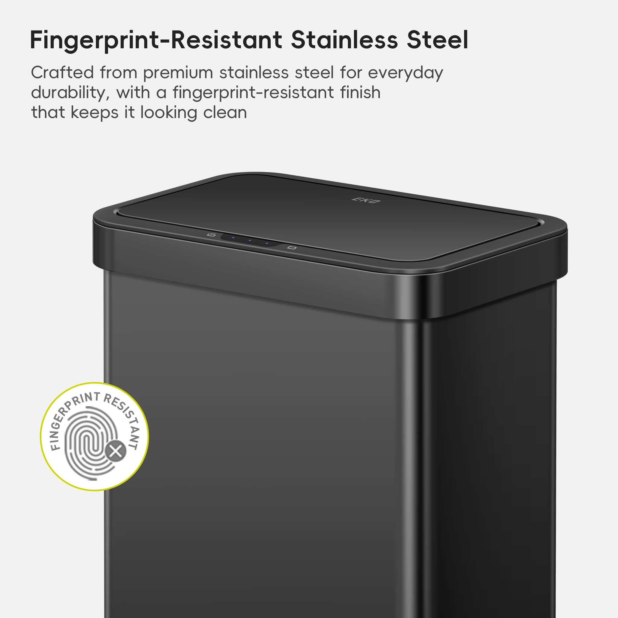 Econova 8+8 Gallon Dual Compartments Motion Sensor Trash Can - Matte Black - Image 7