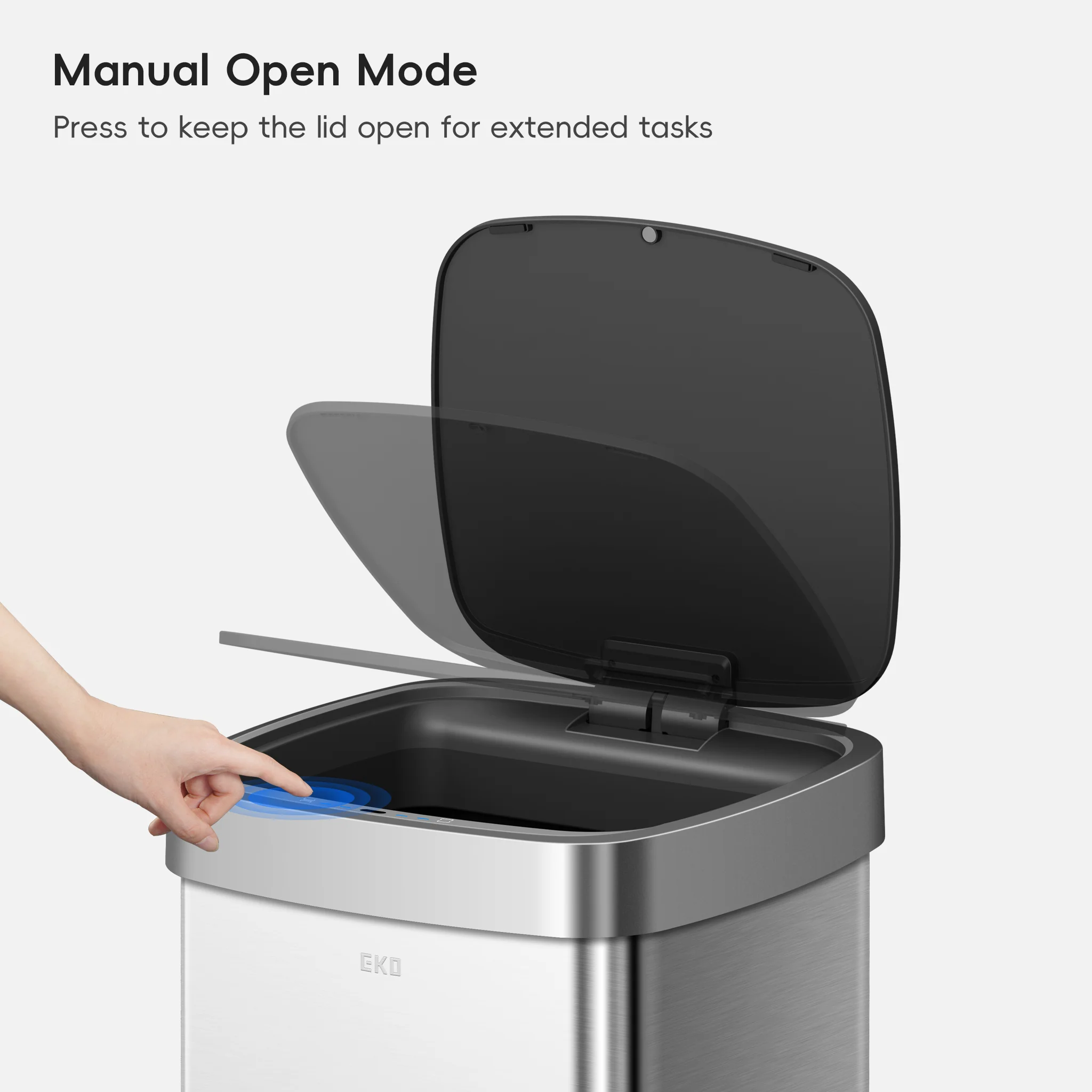 Ecosmart 80L / 21 Gal Motion Sensor Tall and Large Kitchen Trash Can - Stainless Steel - Image 4