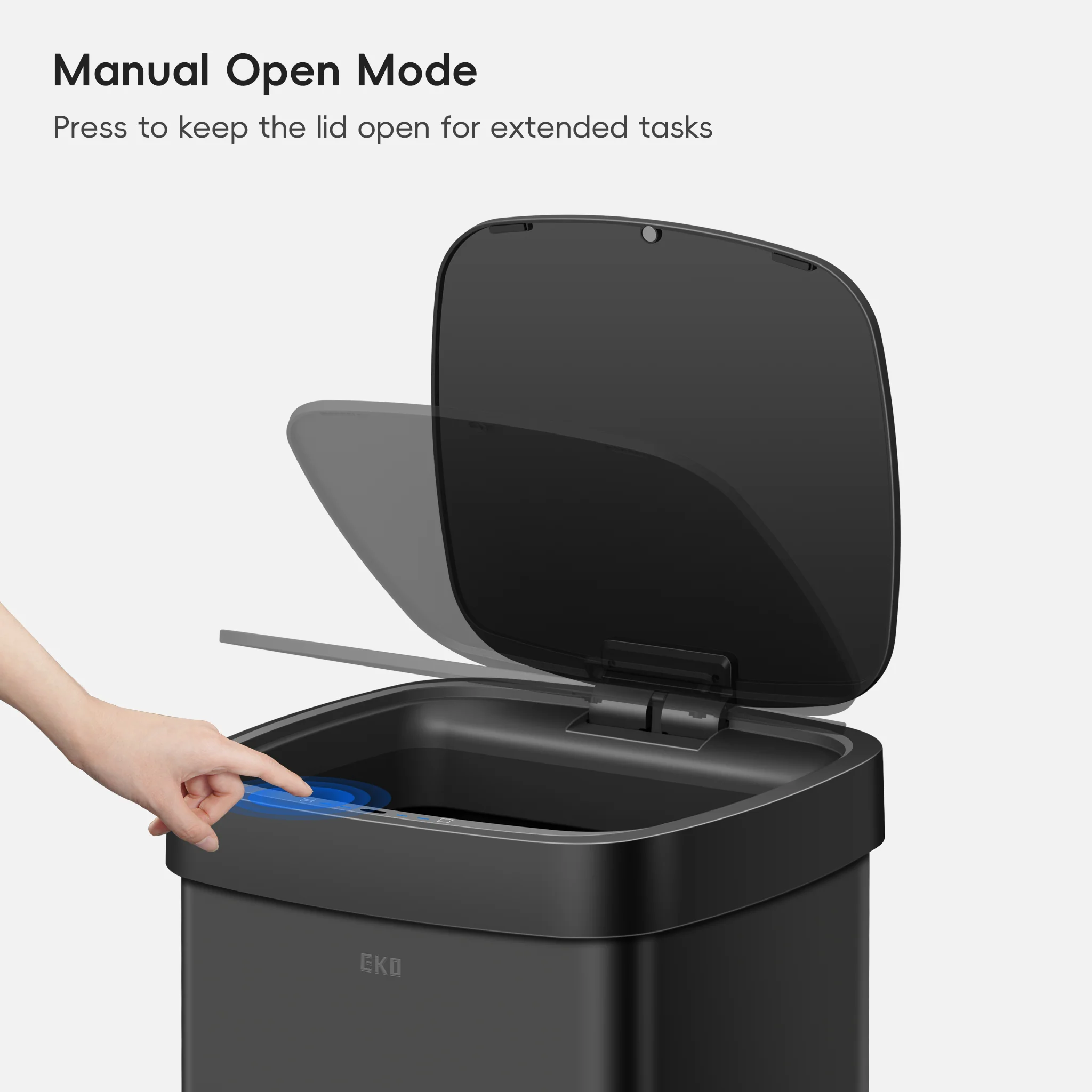 EcoSmart 80L / 21 Gallon Motion Sensor Trash Can - Matte Black - Image 5