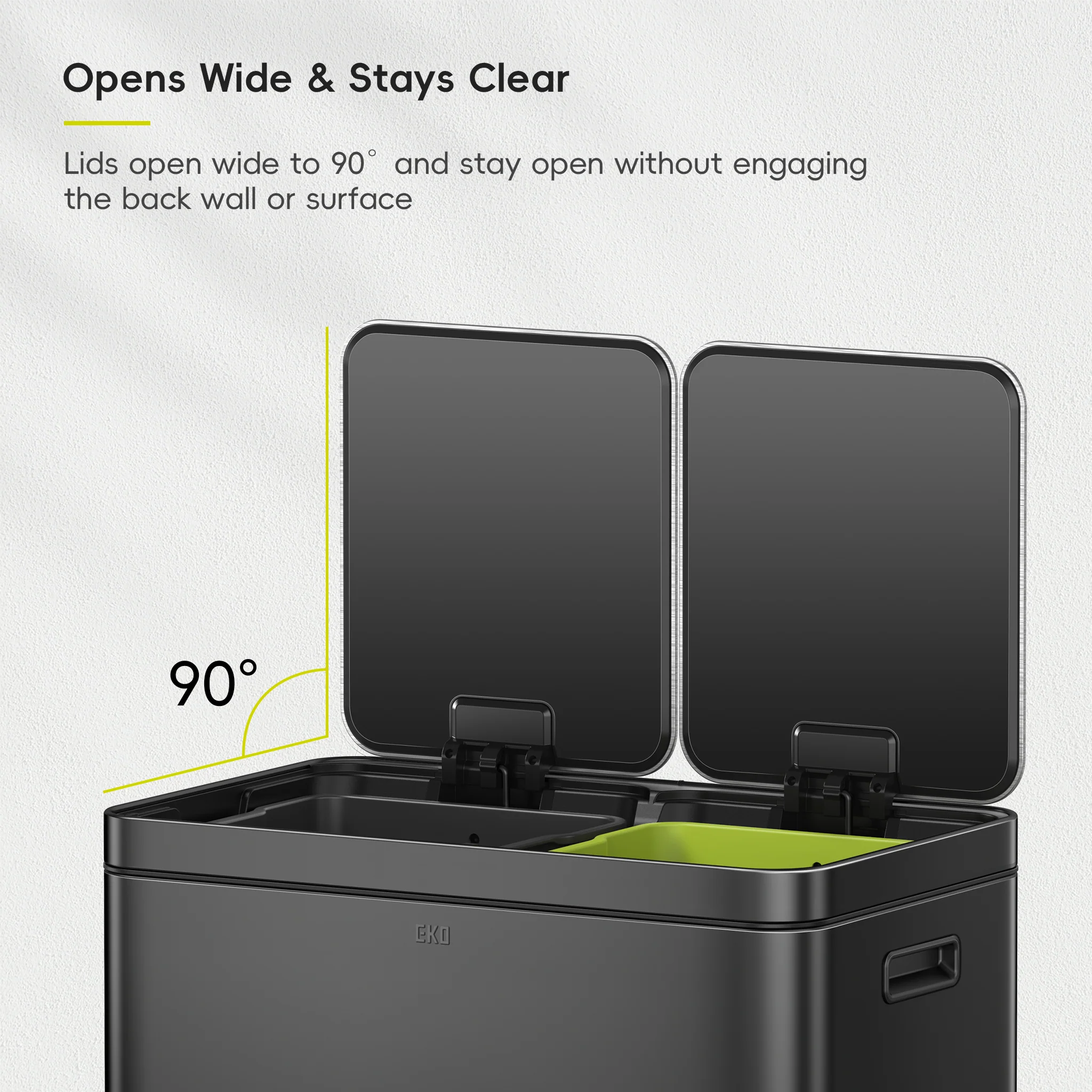 Edison 8+8 Gallon Dual Kitchen Trash Can with Removable Inner Liners-Matte Black - Image 6