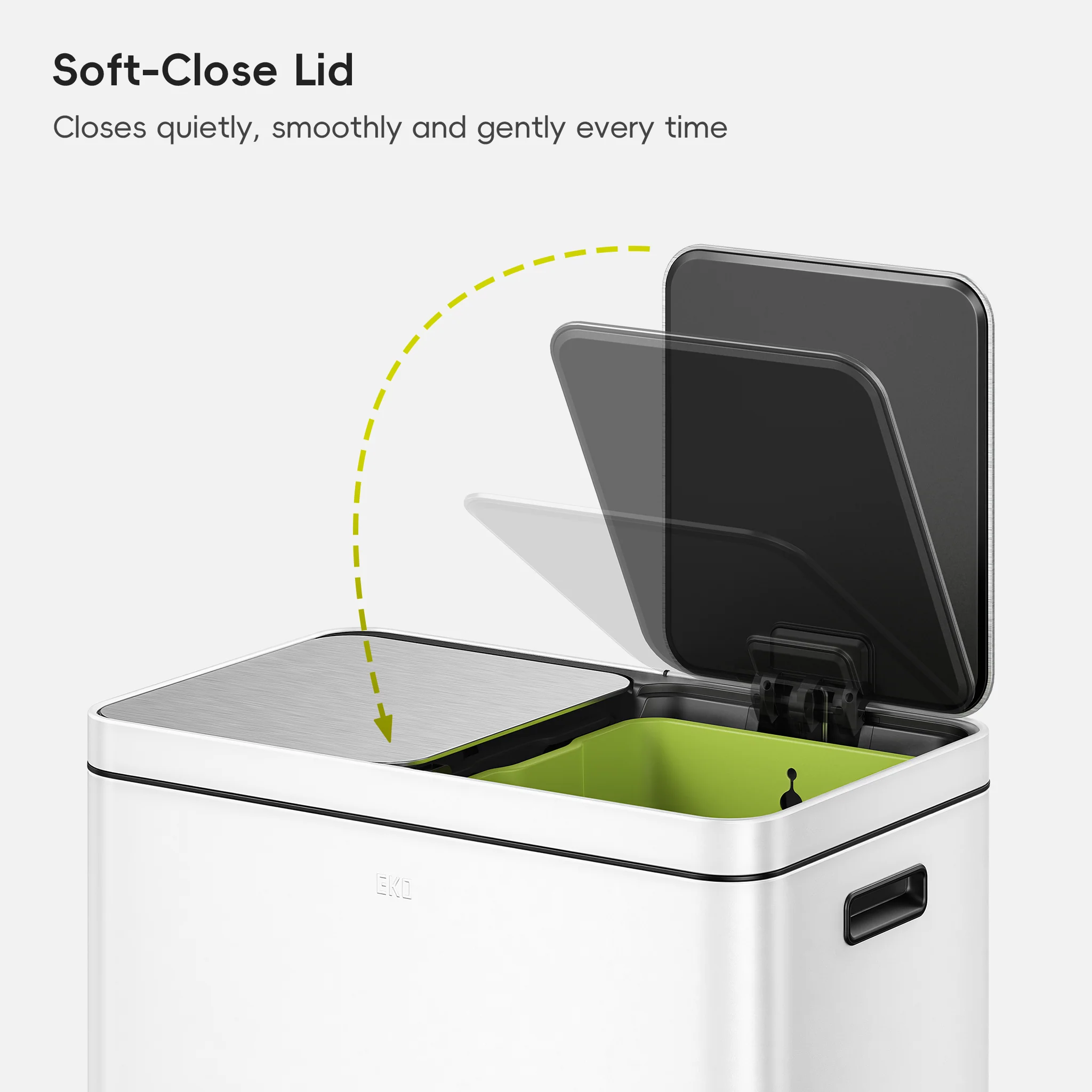 Edison 8+8 Gal Kitchen Trash Can with Dual Removable Liners-Matter White - Image 5