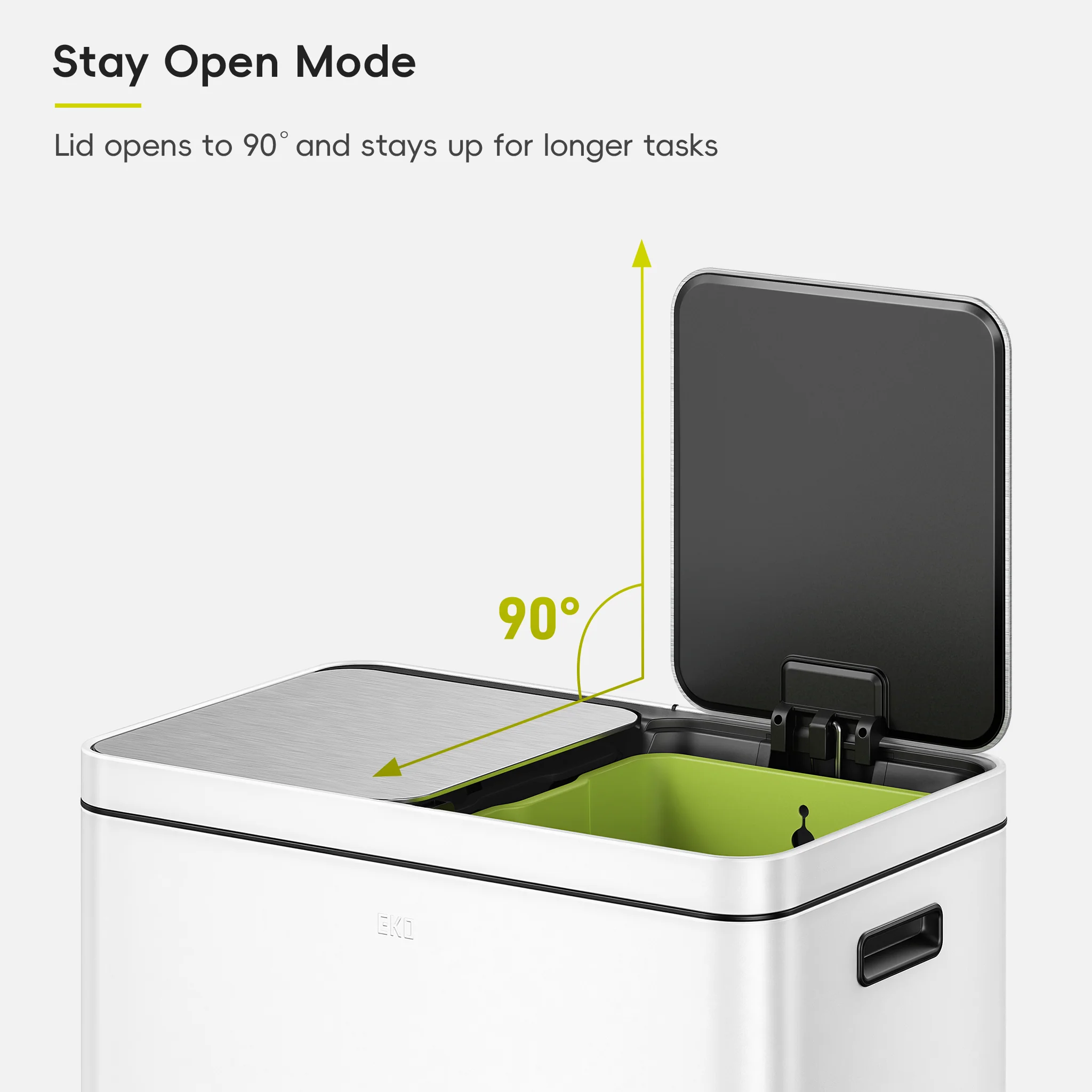 Edison 8+8 Gal Kitchen Trash Can with Dual Removable Liners-Matter White - Image 7
