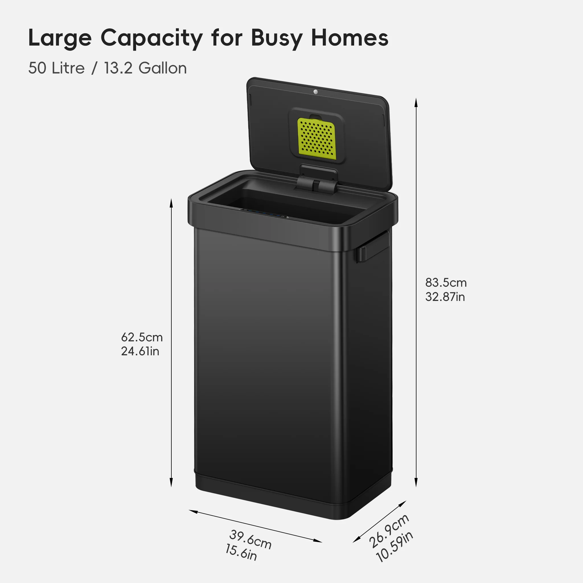 Deluxe Mirage-T 50 Liter / 13 Gallon Sensor Can -  Matte Black - Image 10