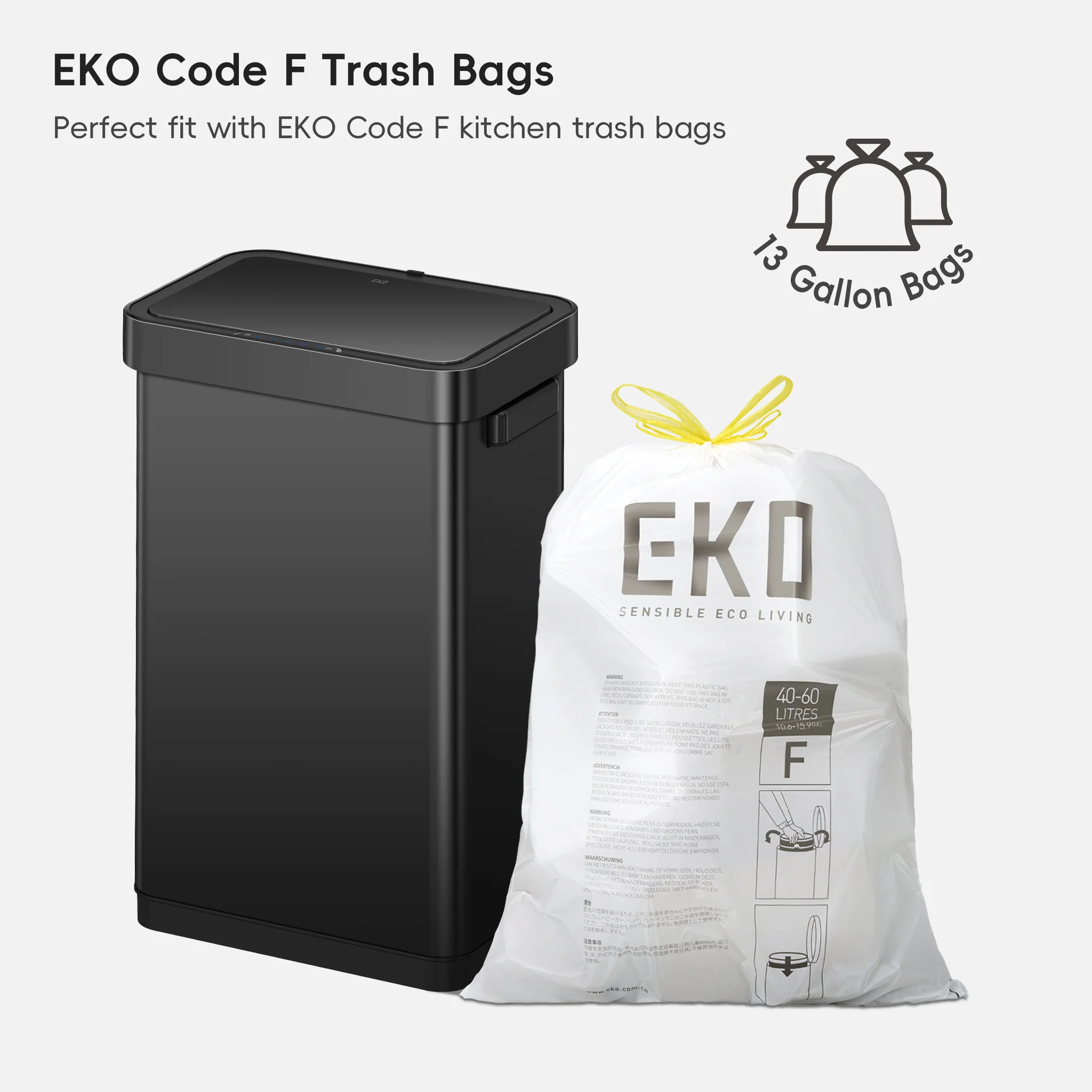 Deluxe Mirage-T 50 Liter / 13 Gallon Sensor Can -  Matte Black - Image 6