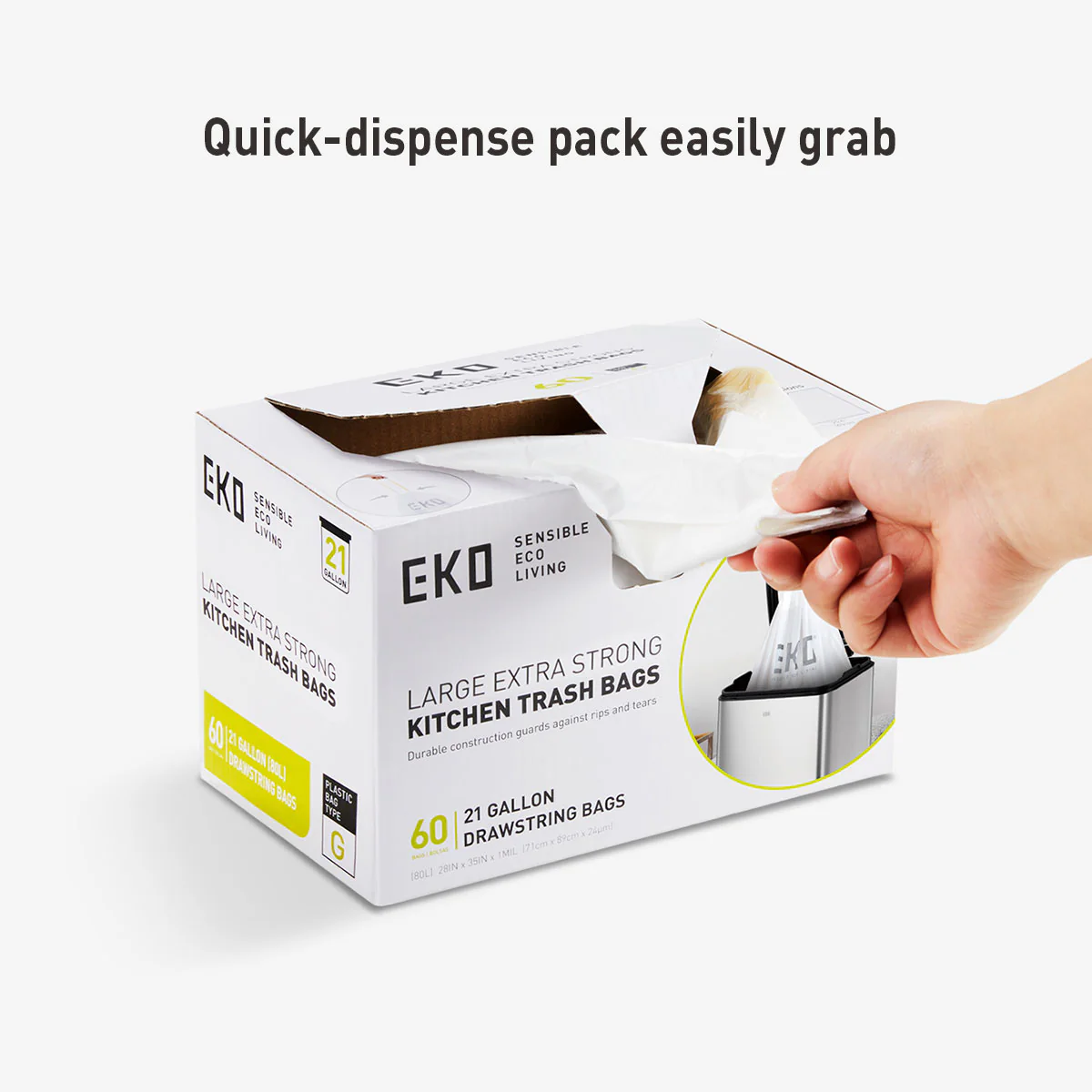 Code G - 21 Gallon Easy-Dispense Roll Trash Bag - 60 Count (80L) - Image 5