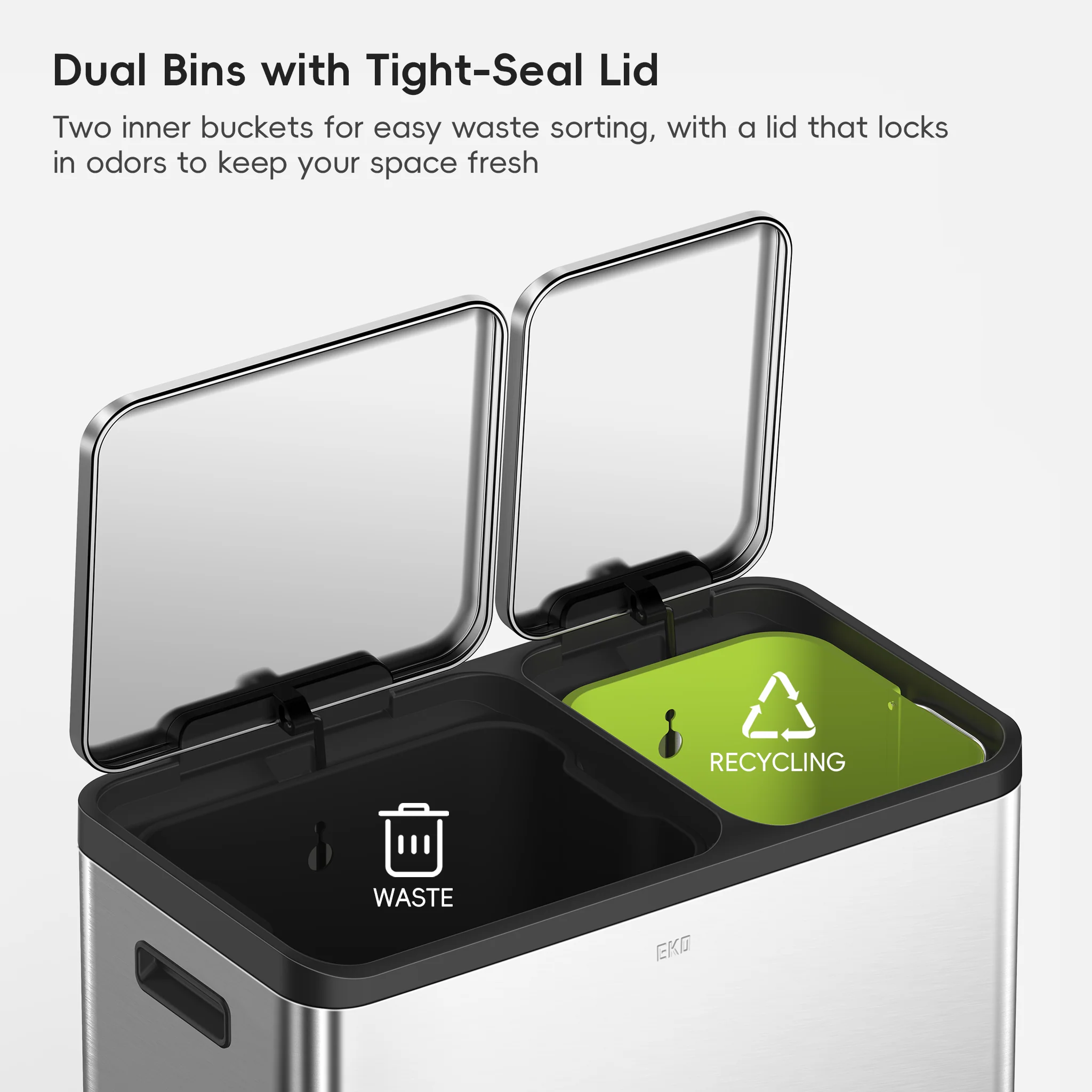 EcoCasa Step Recycling Can - Dual Compartment 30L+20L - Image 3