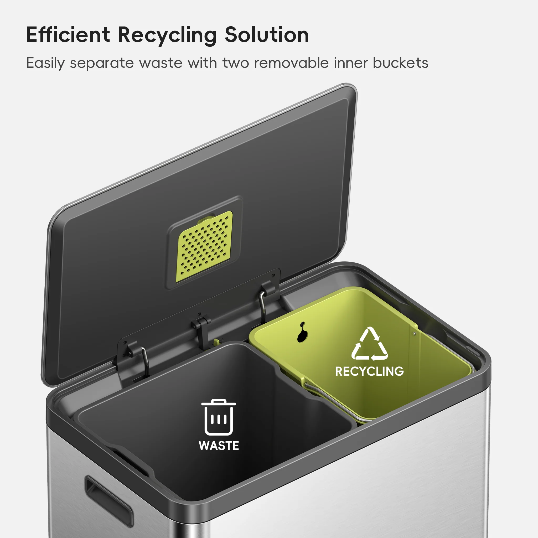EcoCasa II Step Recycling Can - Dual Compartment 36L+24L - Image 3
