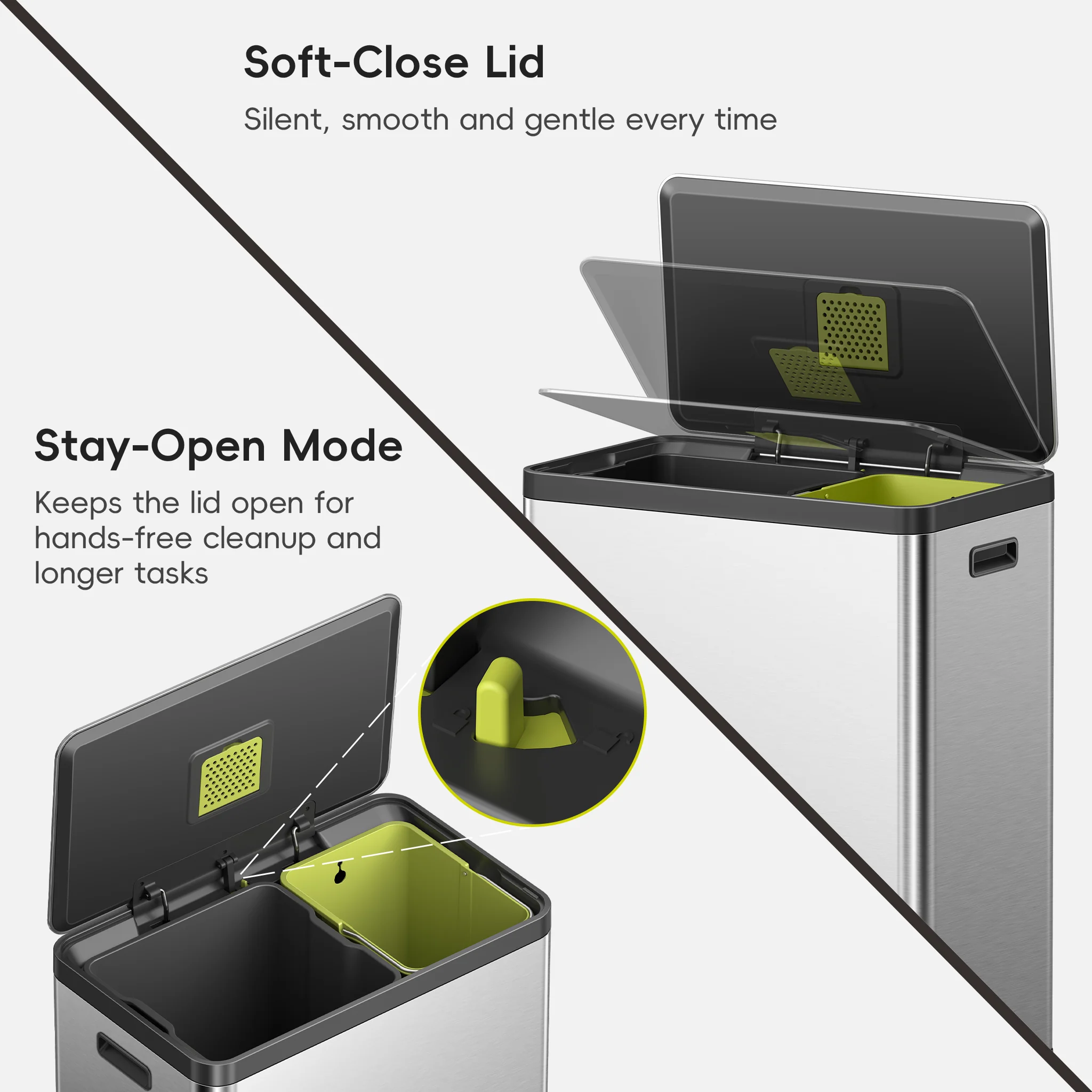 EcoCasa II Step Recycling Can - Dual Compartment 36L+24L - Image 6
