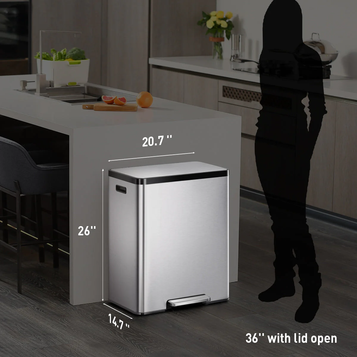 EcoCasa II Step Recycling Can - Dual Compartment 20L+20L - Image 8