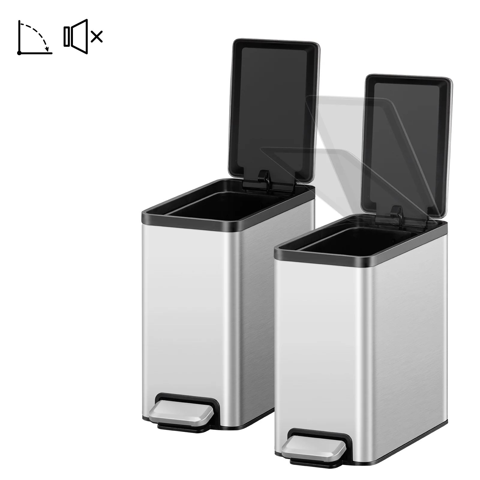 EcoCasa II Slim Step Can with Liner 2 Pack Combo Set – 6L / 1.6 Gal - Image 4