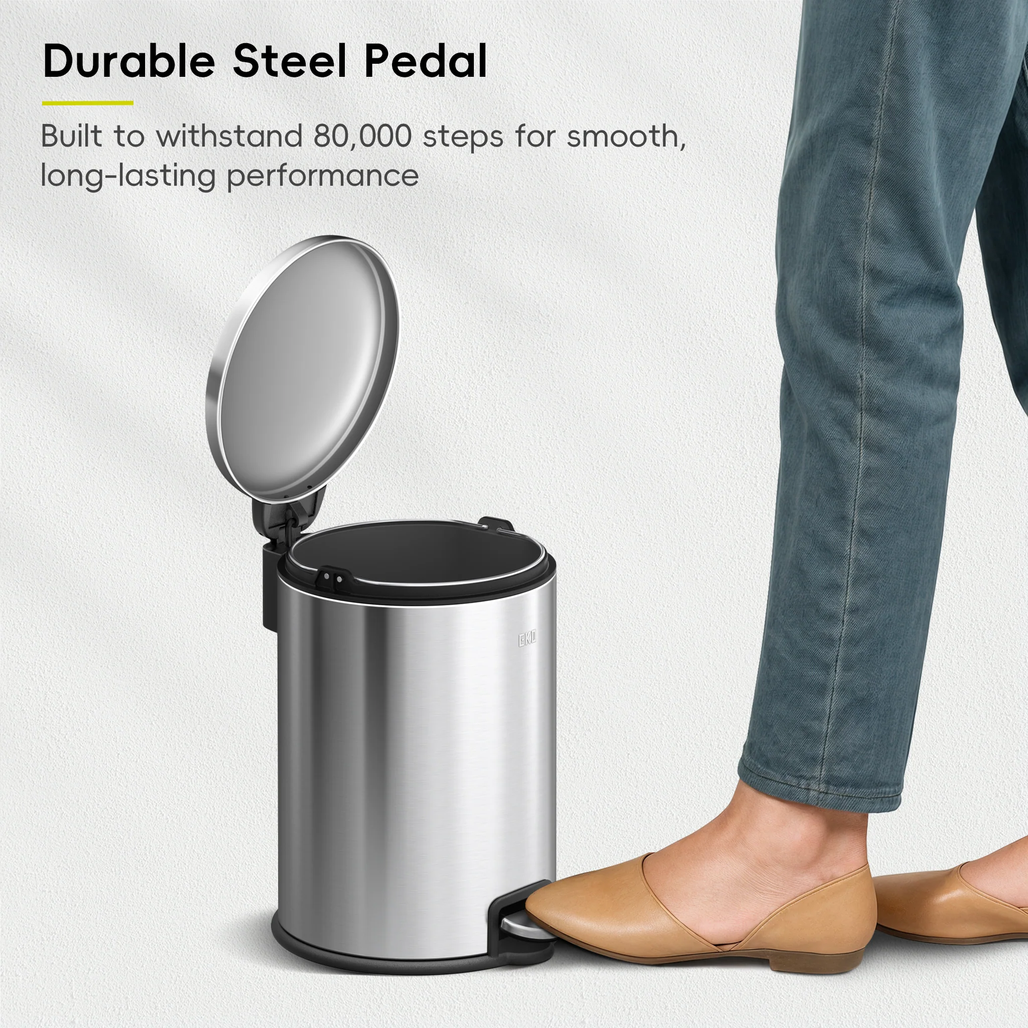 Essentials Serene Step Can - 5L/1.3Gal Stainless Steel - Image 3