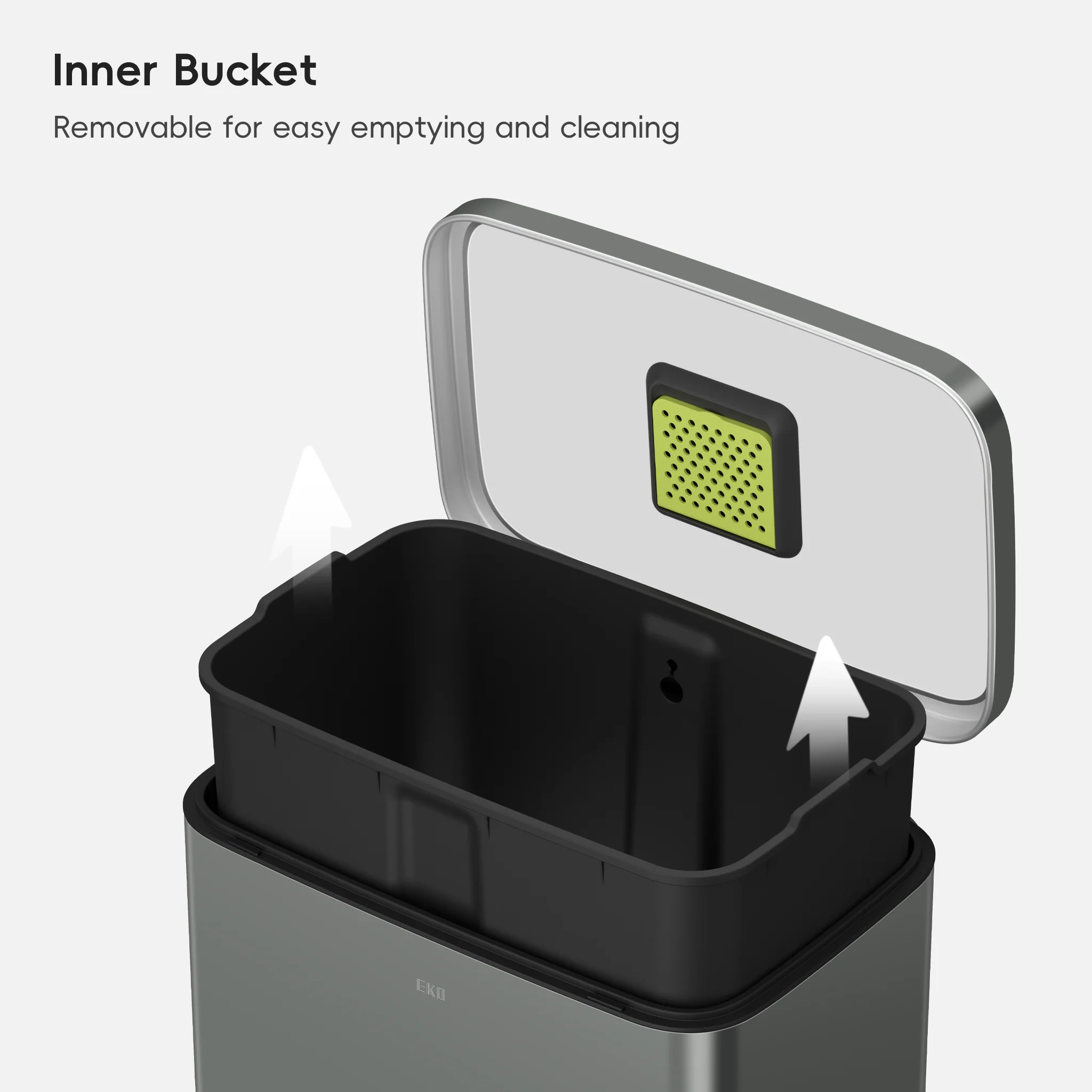 Madison Nardo Grey Stainless Steel 50 Liter/13.2 Gallon Step Trash Can - Image 3