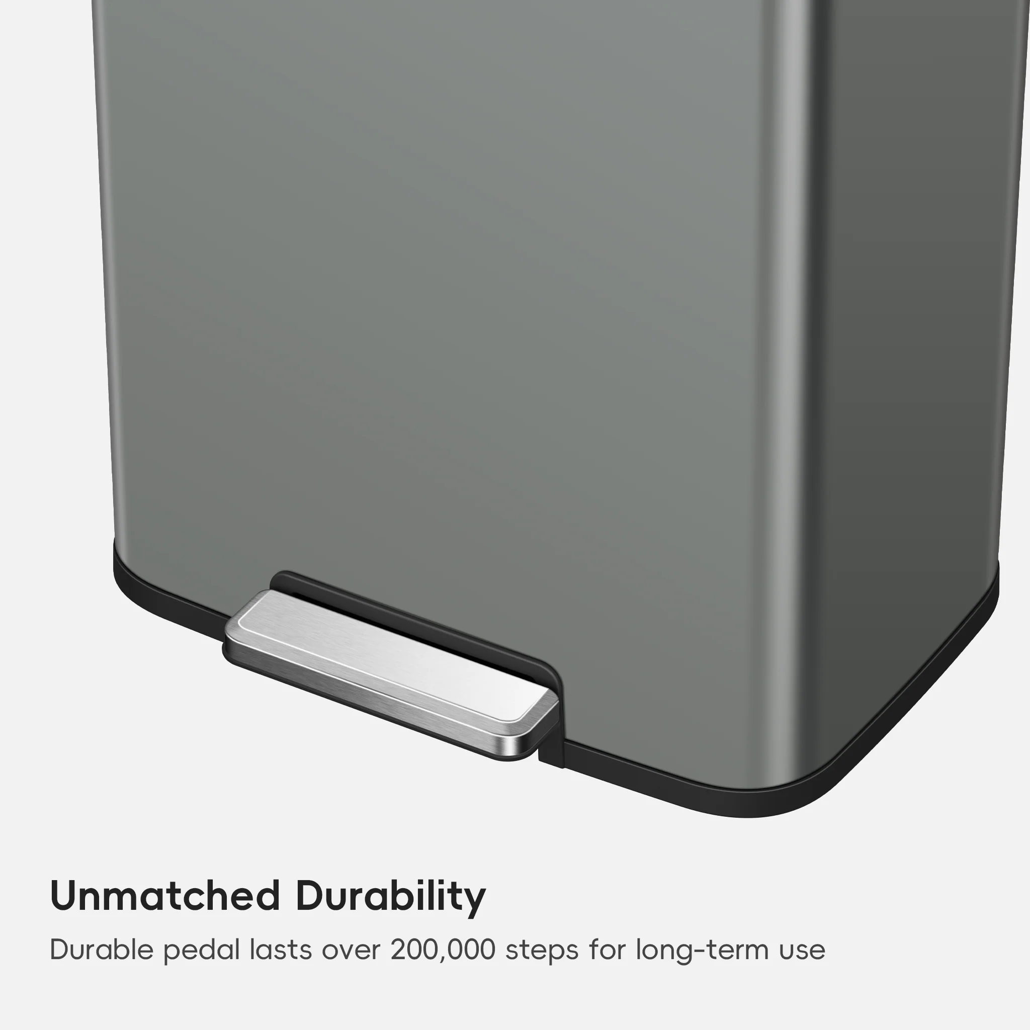 Madison Nardo Grey Stainless Steel 50 Liter/13.2 Gallon Step Trash Can - Image 4