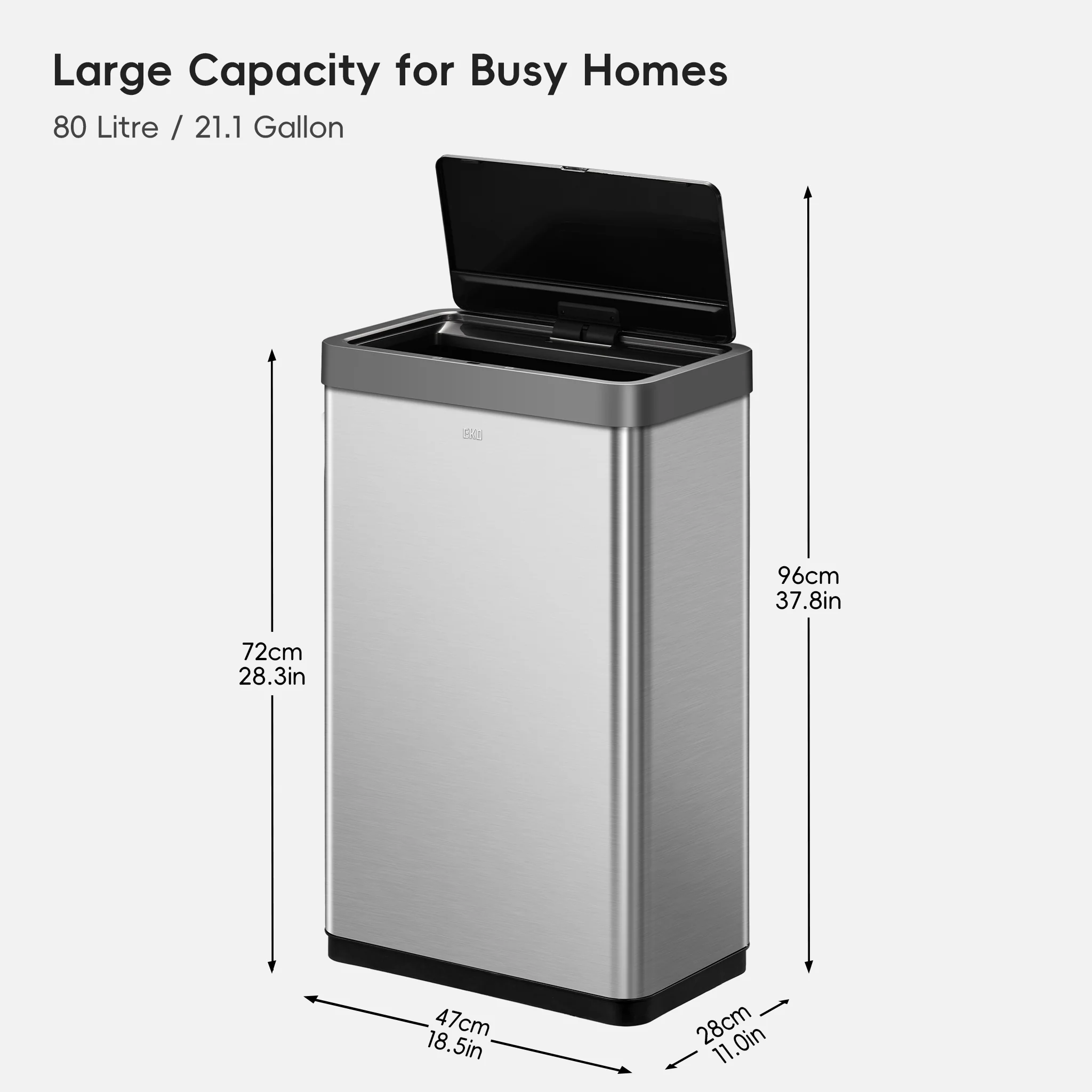 Mirage-X 80 Liter / 21.1 Gallon Motion Sensor Can - Stainless Steel - Image 9