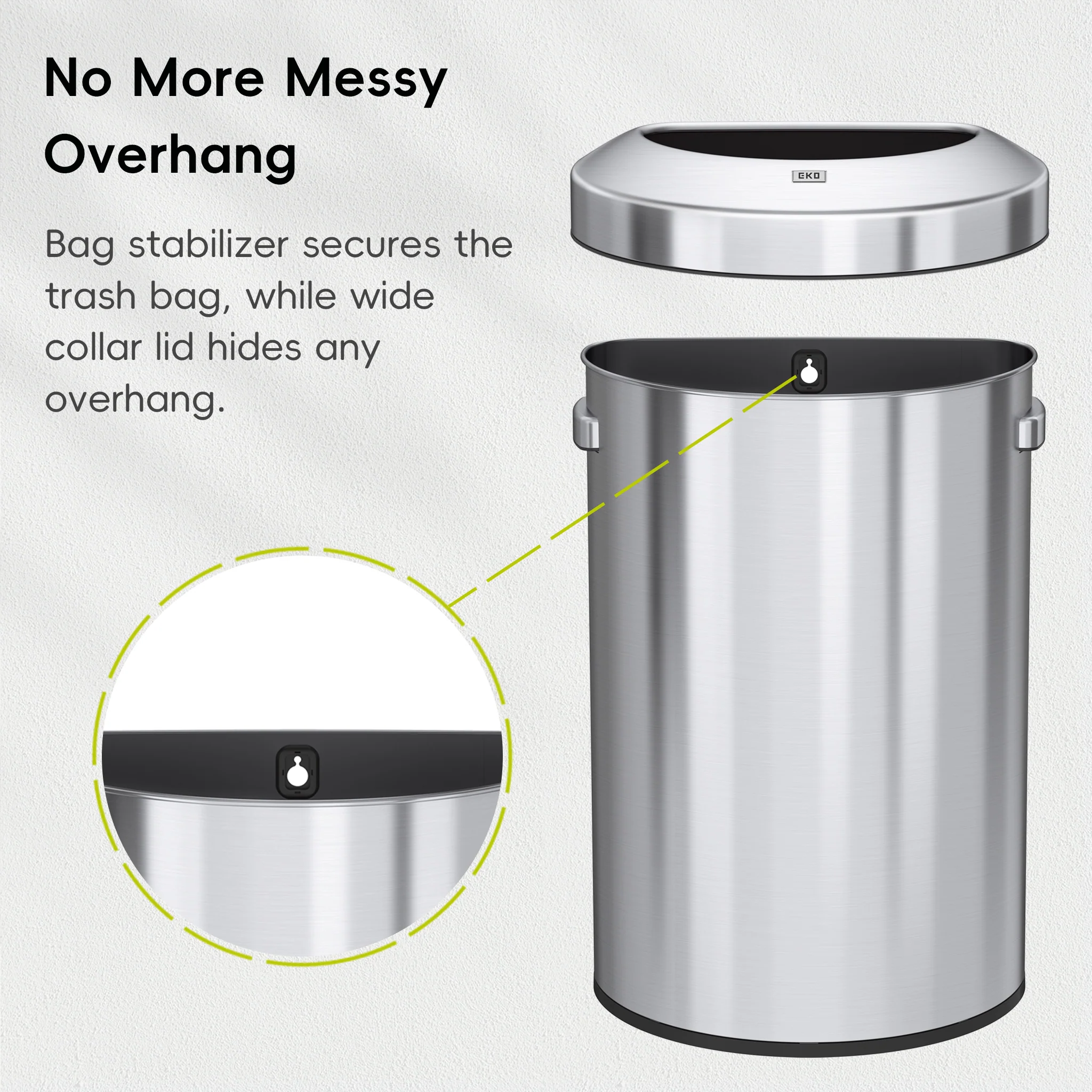 Urban 21 Gallon Semi-Round Open Top Waste Bin, 80L - Image 3