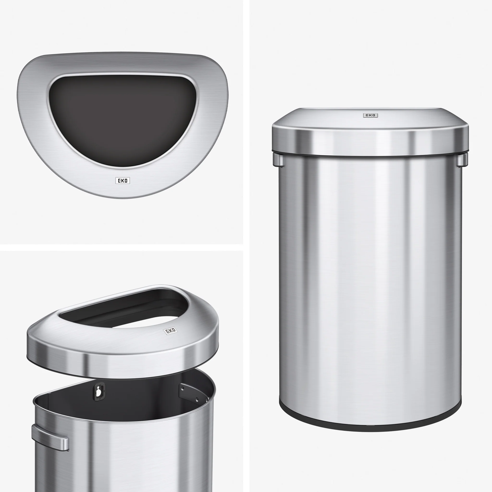 Urban 21 Gallon Semi-Round Open Top Waste Bin, 80L - Image 4