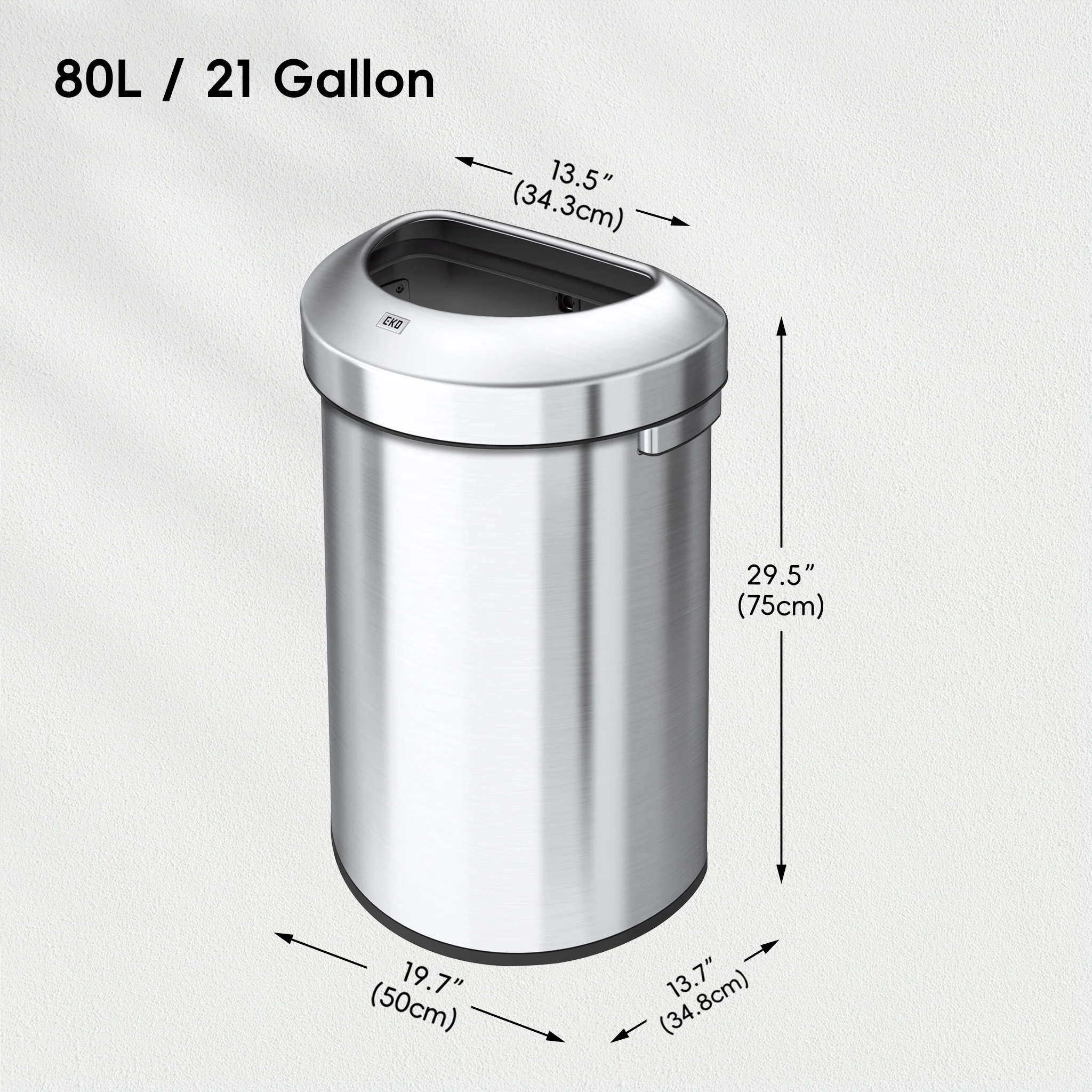 Urban 21 Gallon Semi-Round Open Top Waste Bin, 80L - Image 6