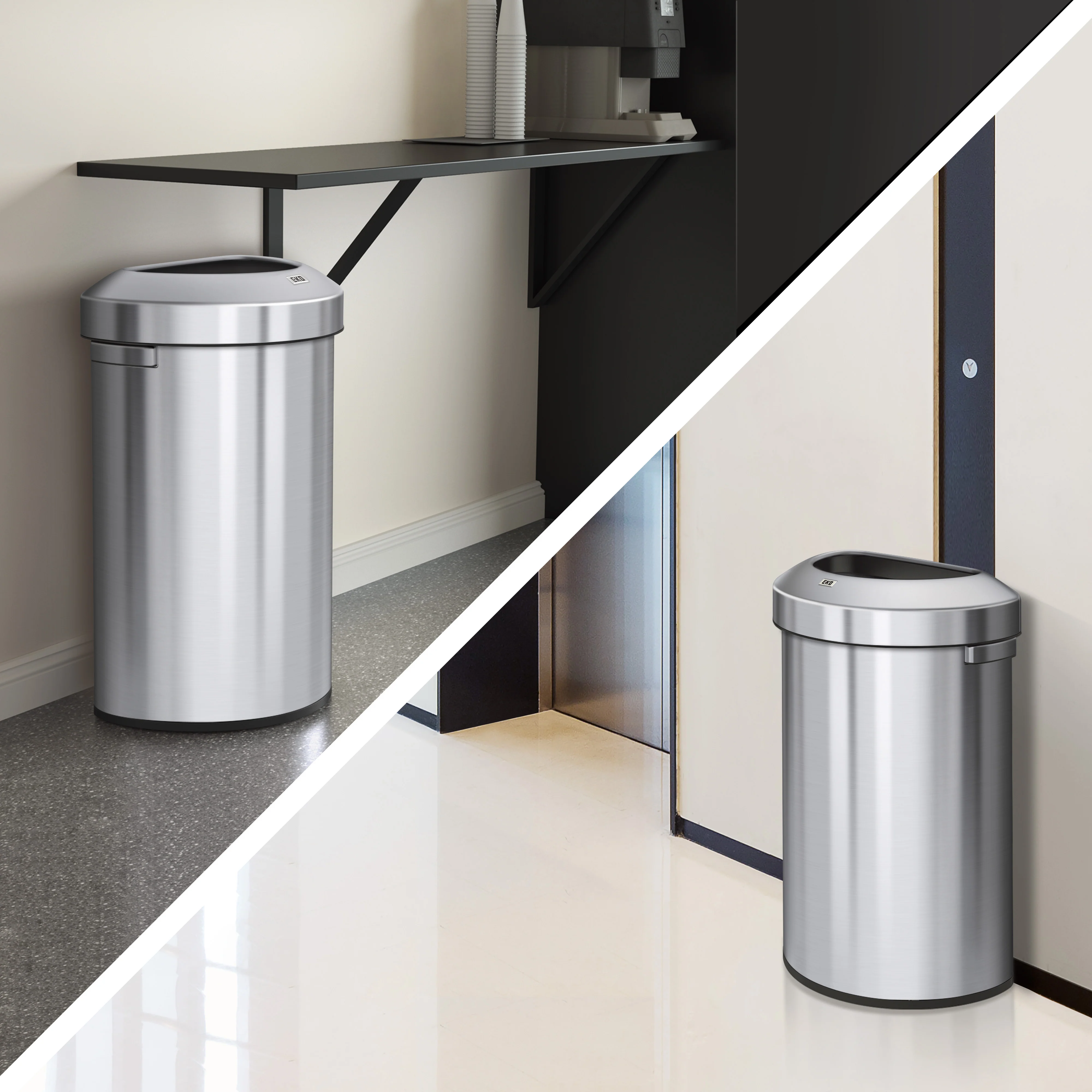 Urban 21 Gallon Semi-Round Open Top Waste Bin, 80L - Image 7
