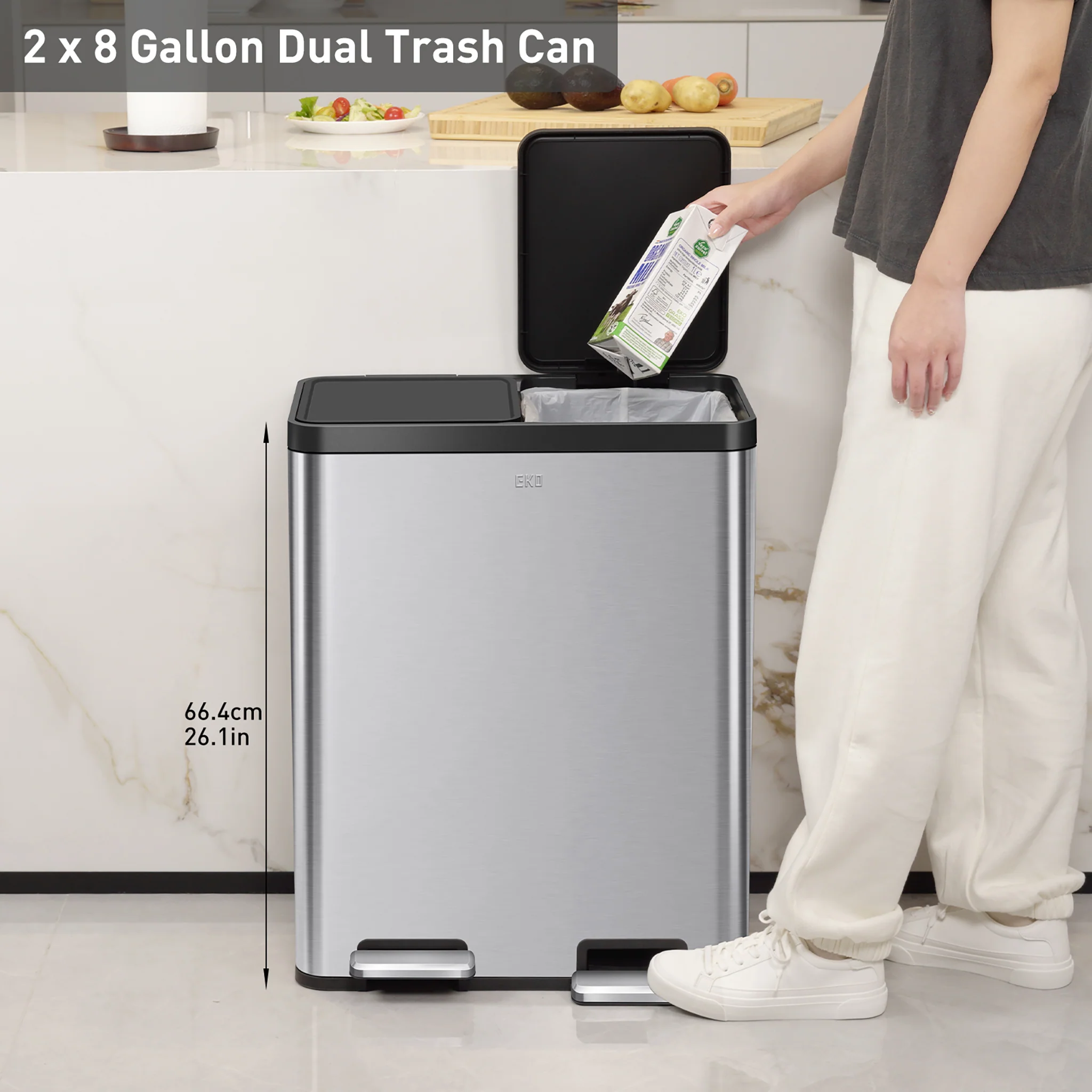 Essential Step Recycling Can - Dual Compartment 30L+30L - Image 4