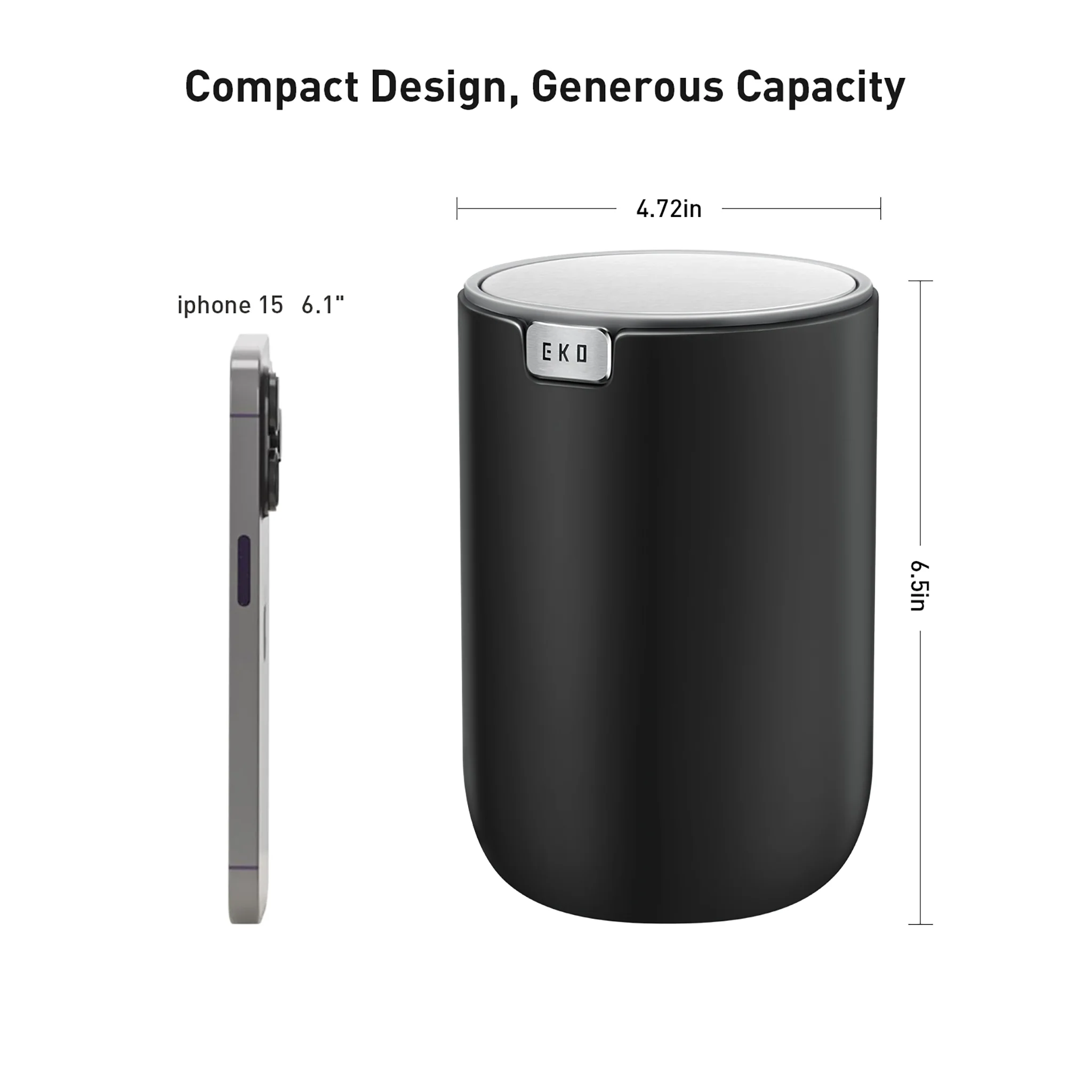 Fandy Table Bin with Swing-Top Lid - Black 1.5L / 0.4 Gal - Image 3