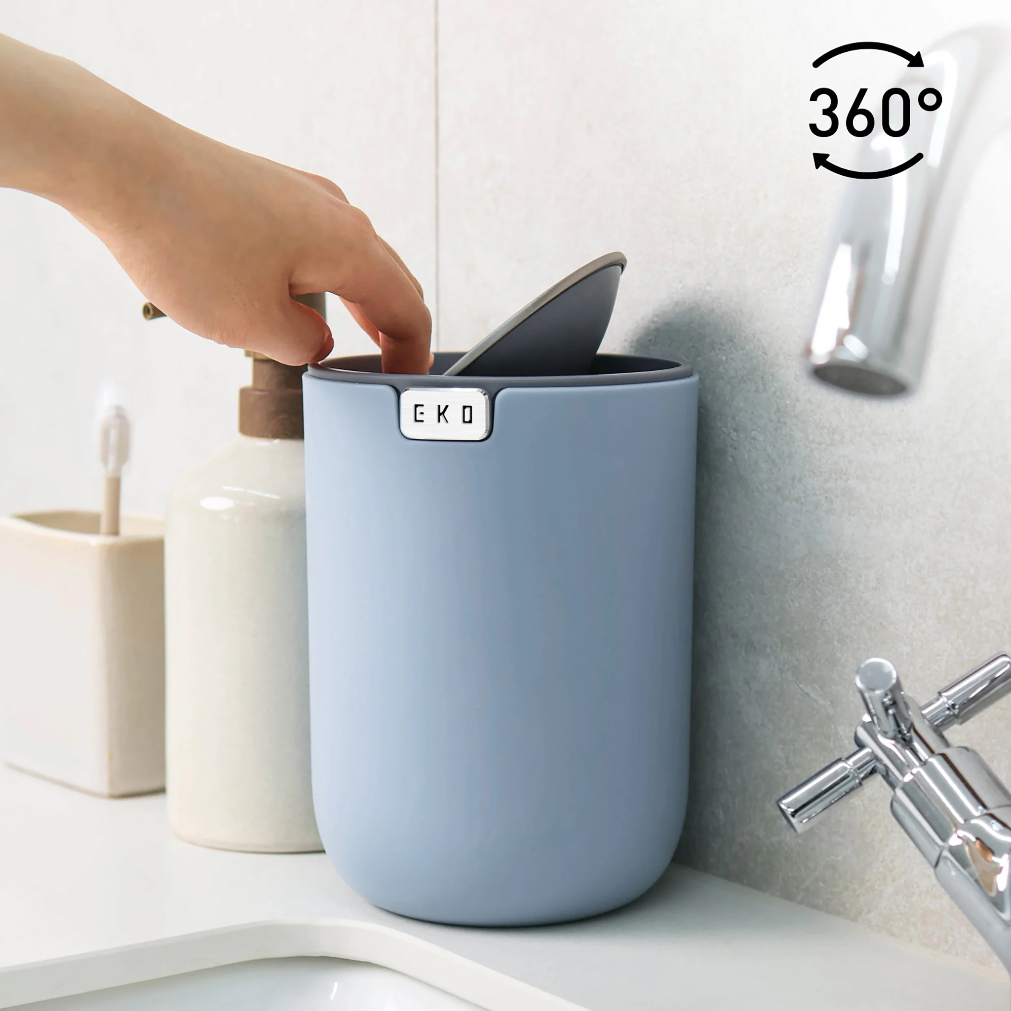 Fandy Table Bin with Swing-Top Lid - Blue 1.5L / 0.4 Gal - Image 5