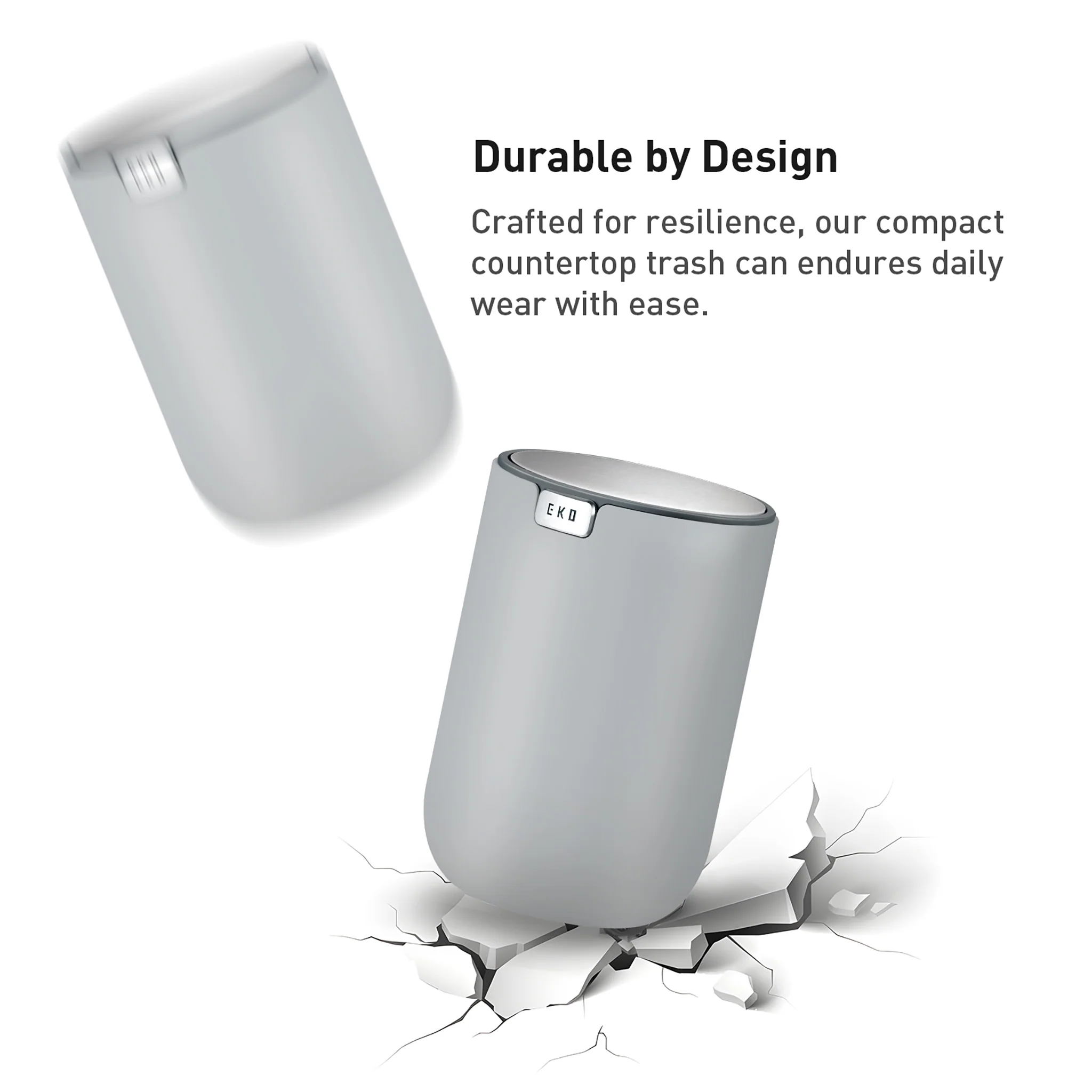 Fandy Table Bin with Swing-Top Lid - Gray 1.5L / 0.4 Gal - Image 3
