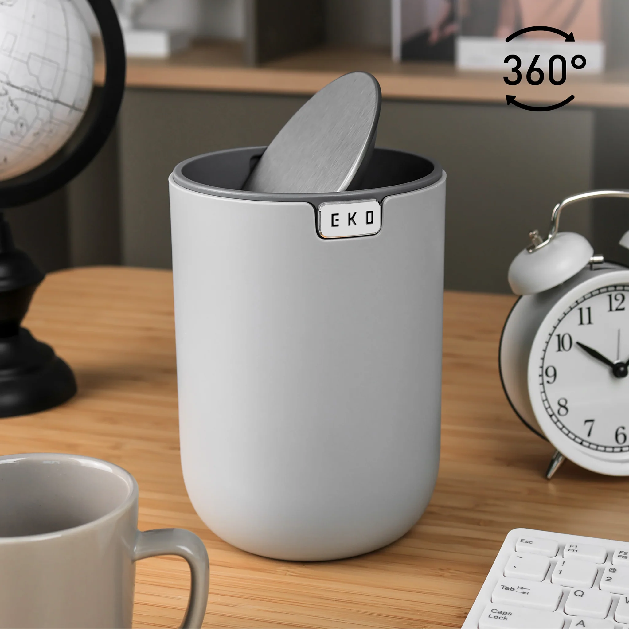 Fandy Table Bin with Swing-Top Lid - Gray 1.5L / 0.4 Gal - Image 5
