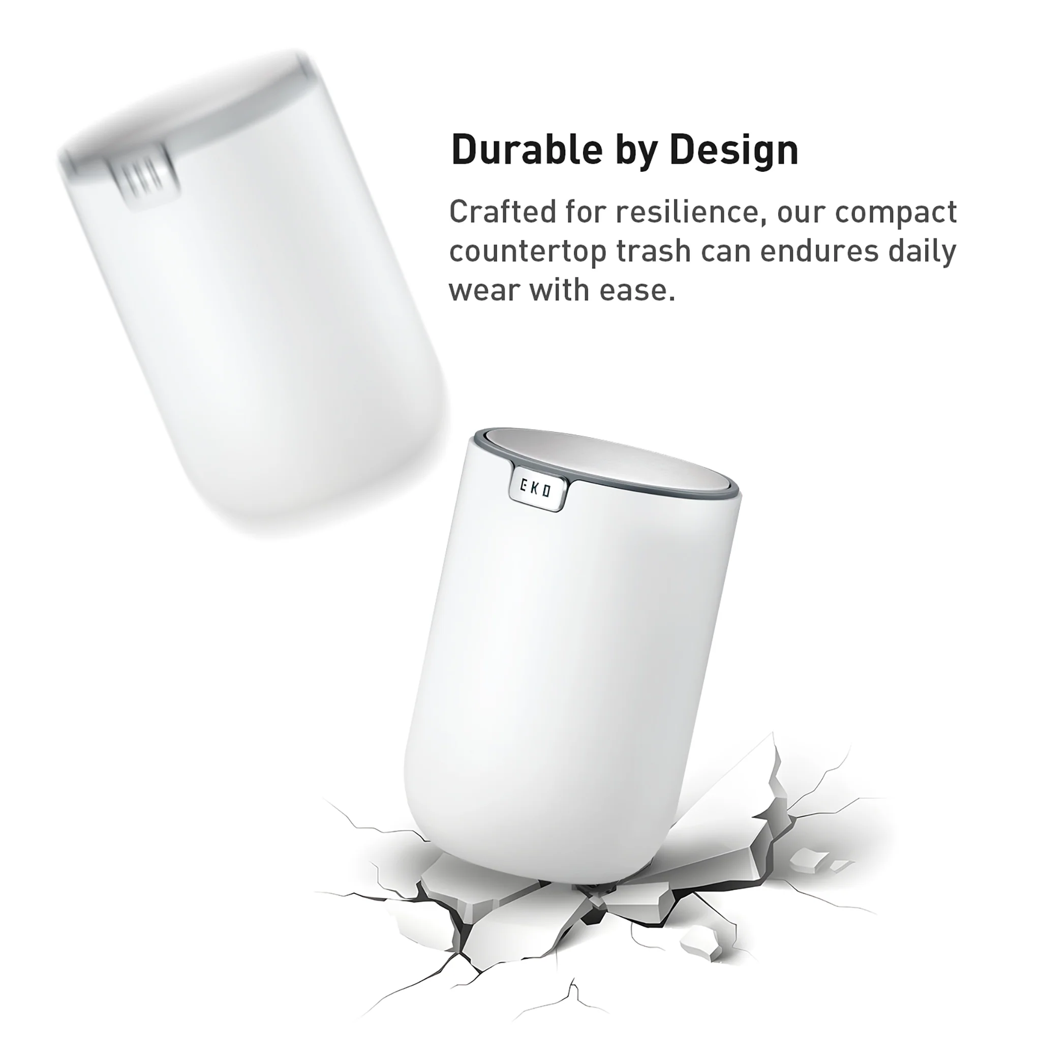 Fandy Table Bin with Swing-Top Lid - White 1.5L / 0.4 Gal - Image 7