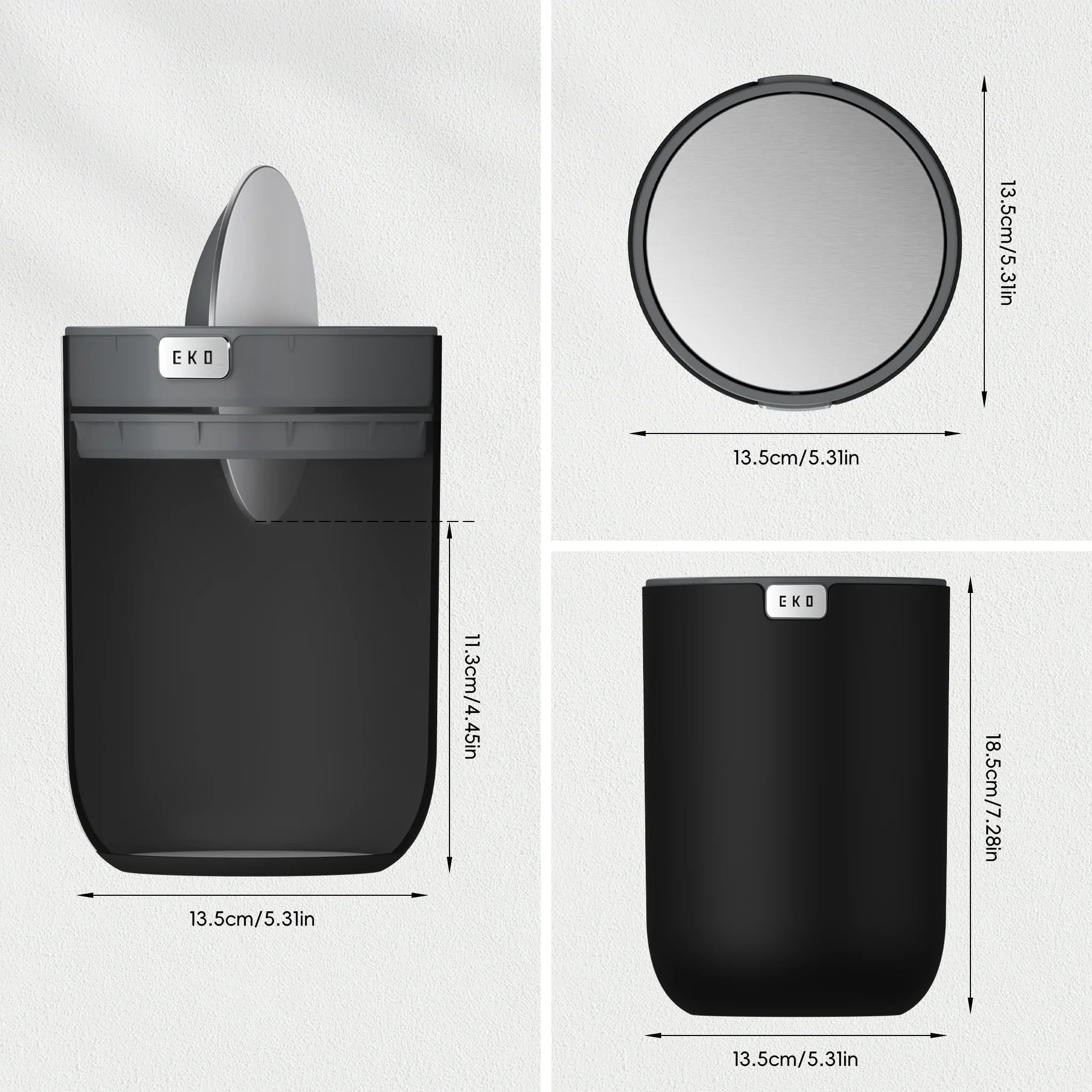 Fandy Table Bin with Swing-Top Lid - Black 2.2L / 0.58 Gal - Image 3