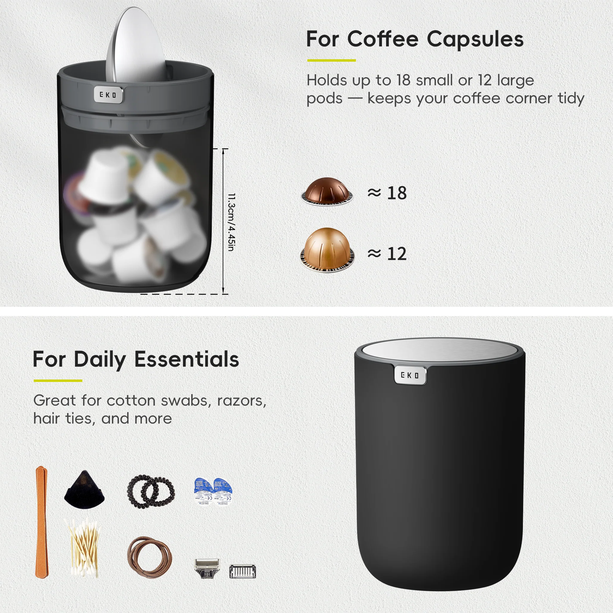 Fandy Table Bin with Swing-Top Lid - Black 2.2L / 0.58 Gal - Image 4