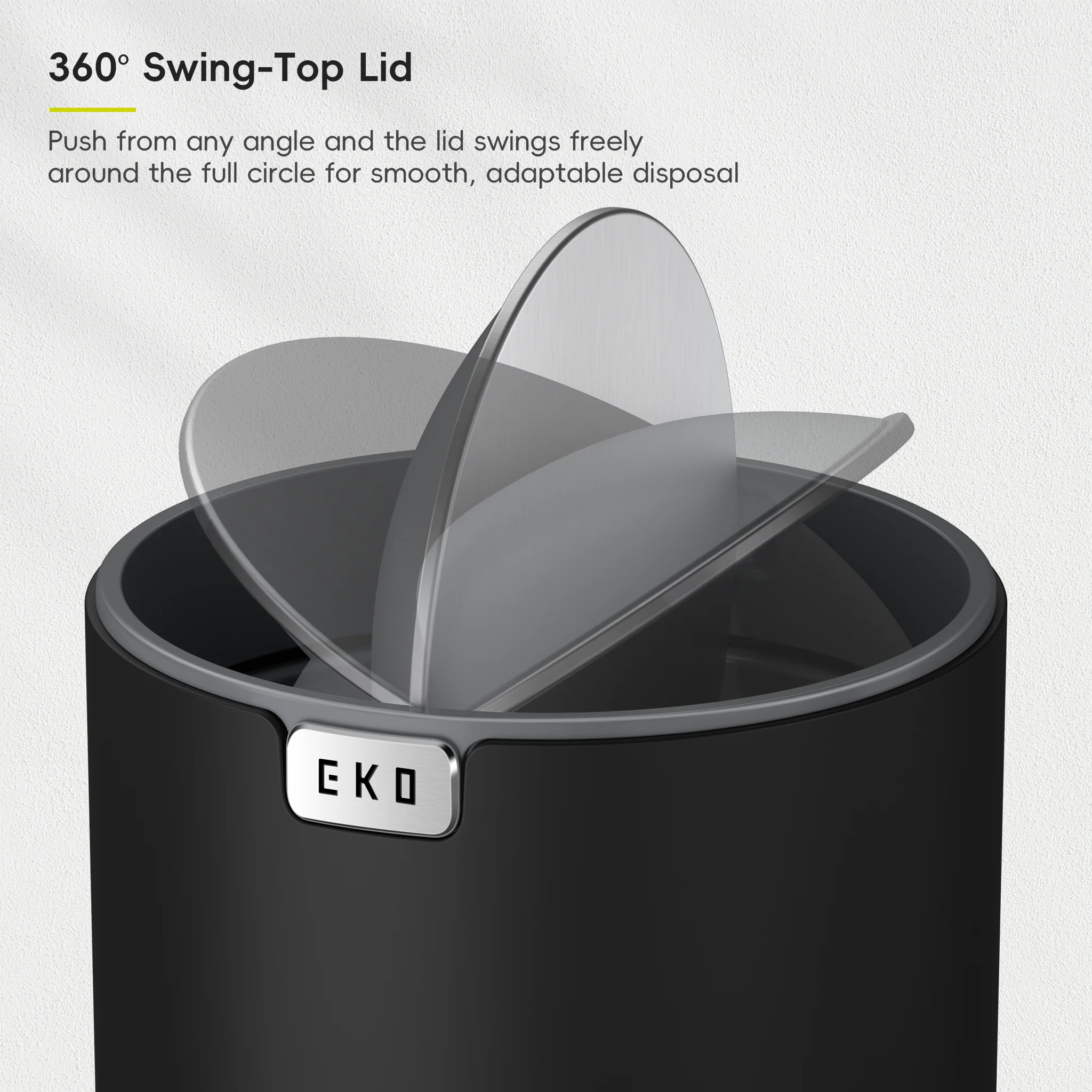 Fandy Table Bin with Swing-Top Lid - Black 2.2L / 0.58 Gal - Image 5