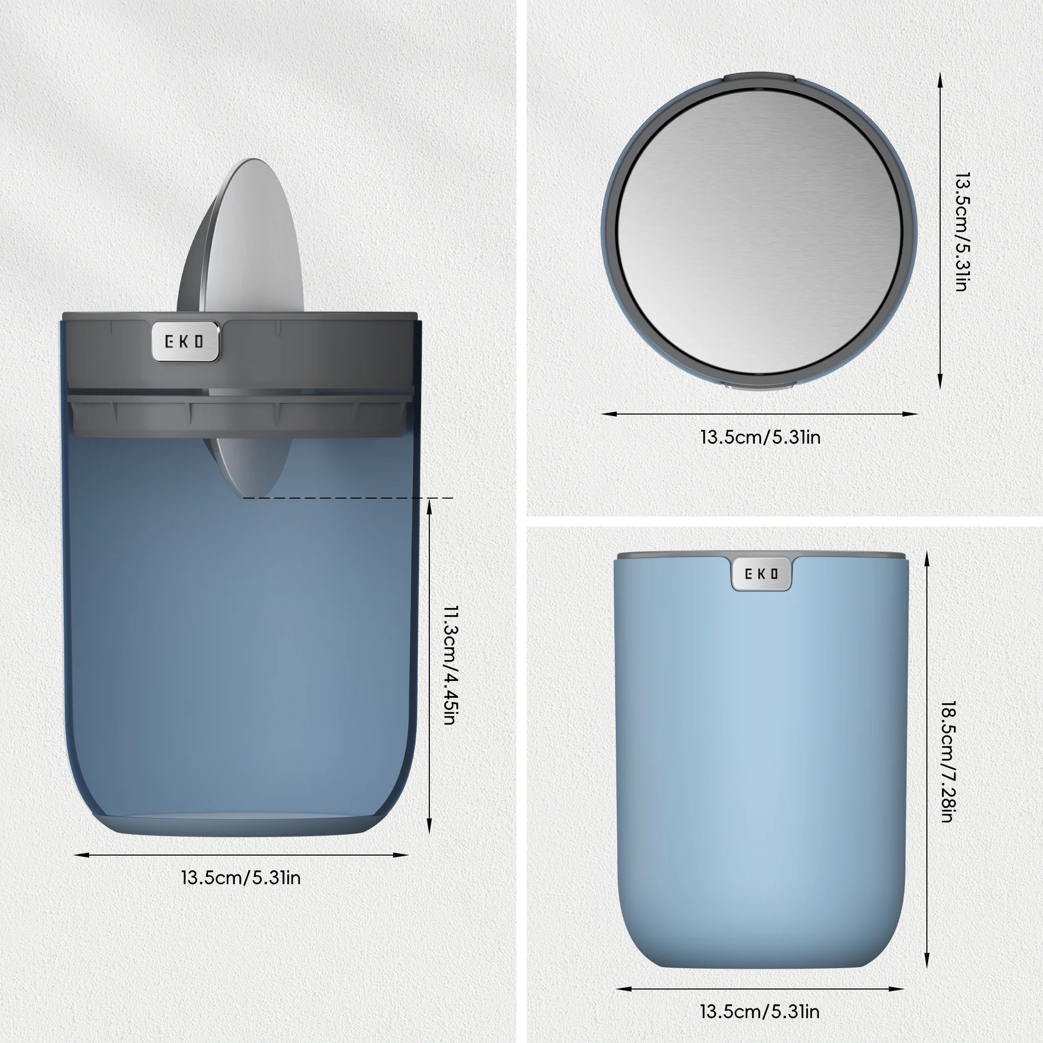 Fandy Table Bin with Swing-Top Lid - Blue 2.2L / 0.58 Gal - Image 3