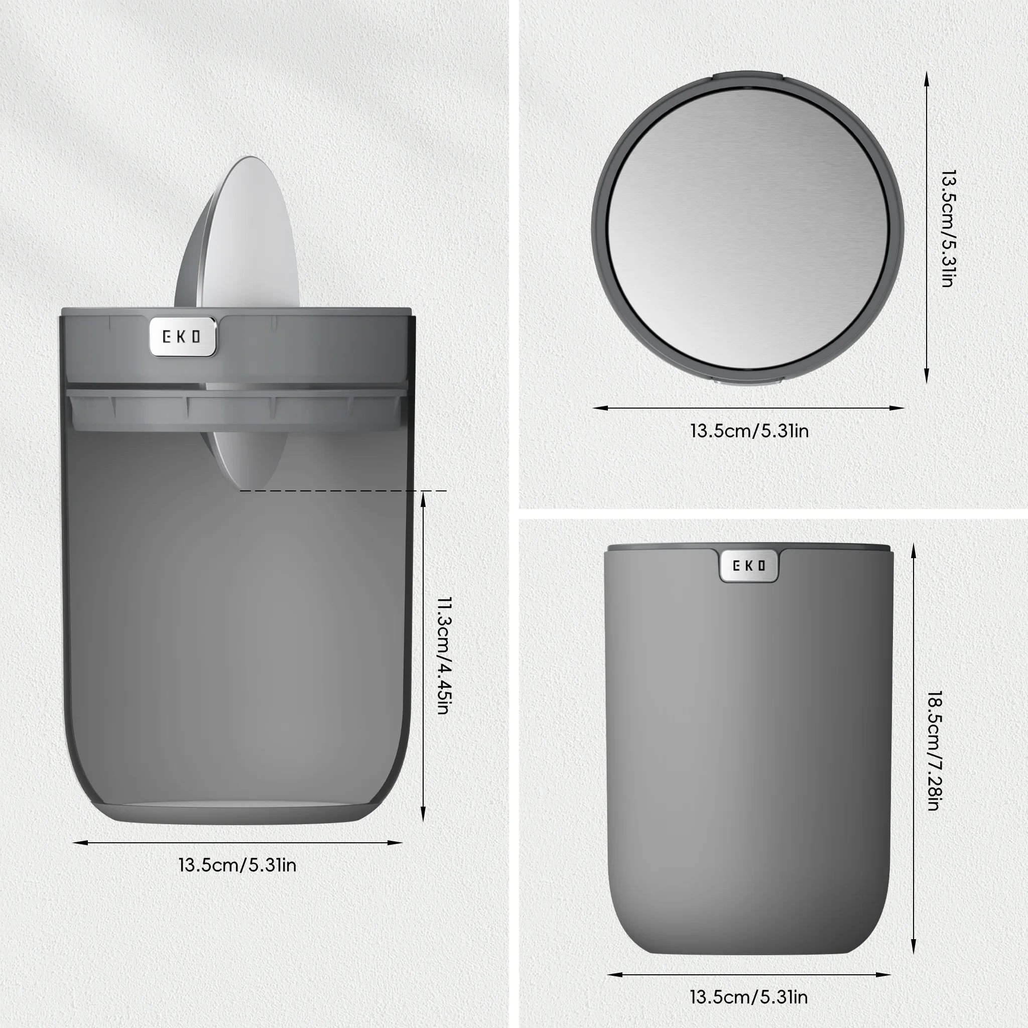 Fandy Table Bin with Swing-Top Lid - Grey 2.2L / 0.58 Gal - Image 3