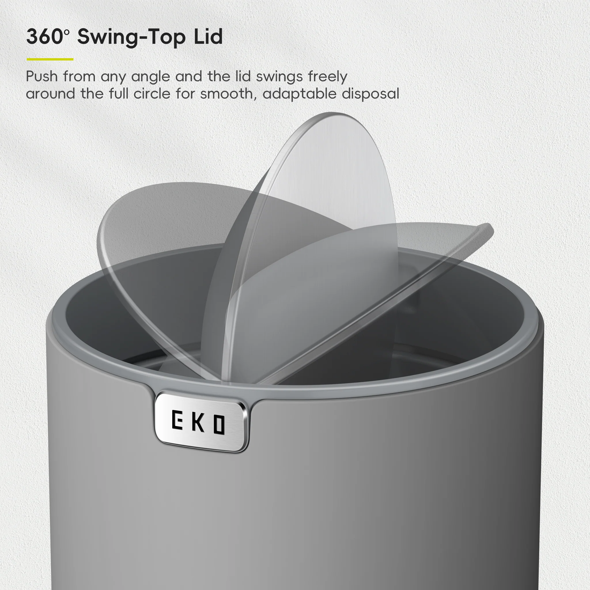 Fandy Table Bin with Swing-Top Lid - Grey 2.2L / 0.58 Gal - Image 6