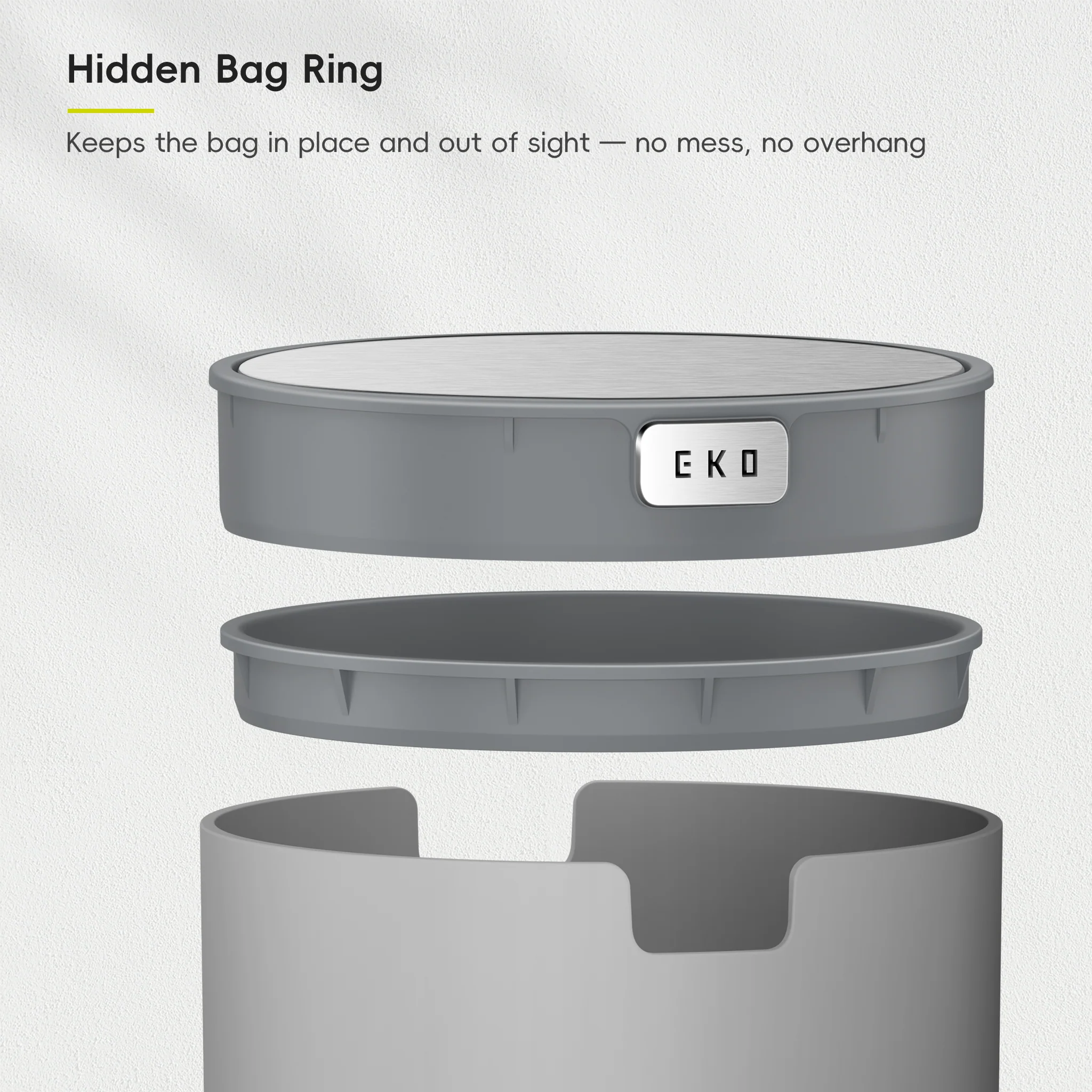 Fandy Table Bin with Swing-Top Lid - Grey 2.2L / 0.58 Gal - Image 9