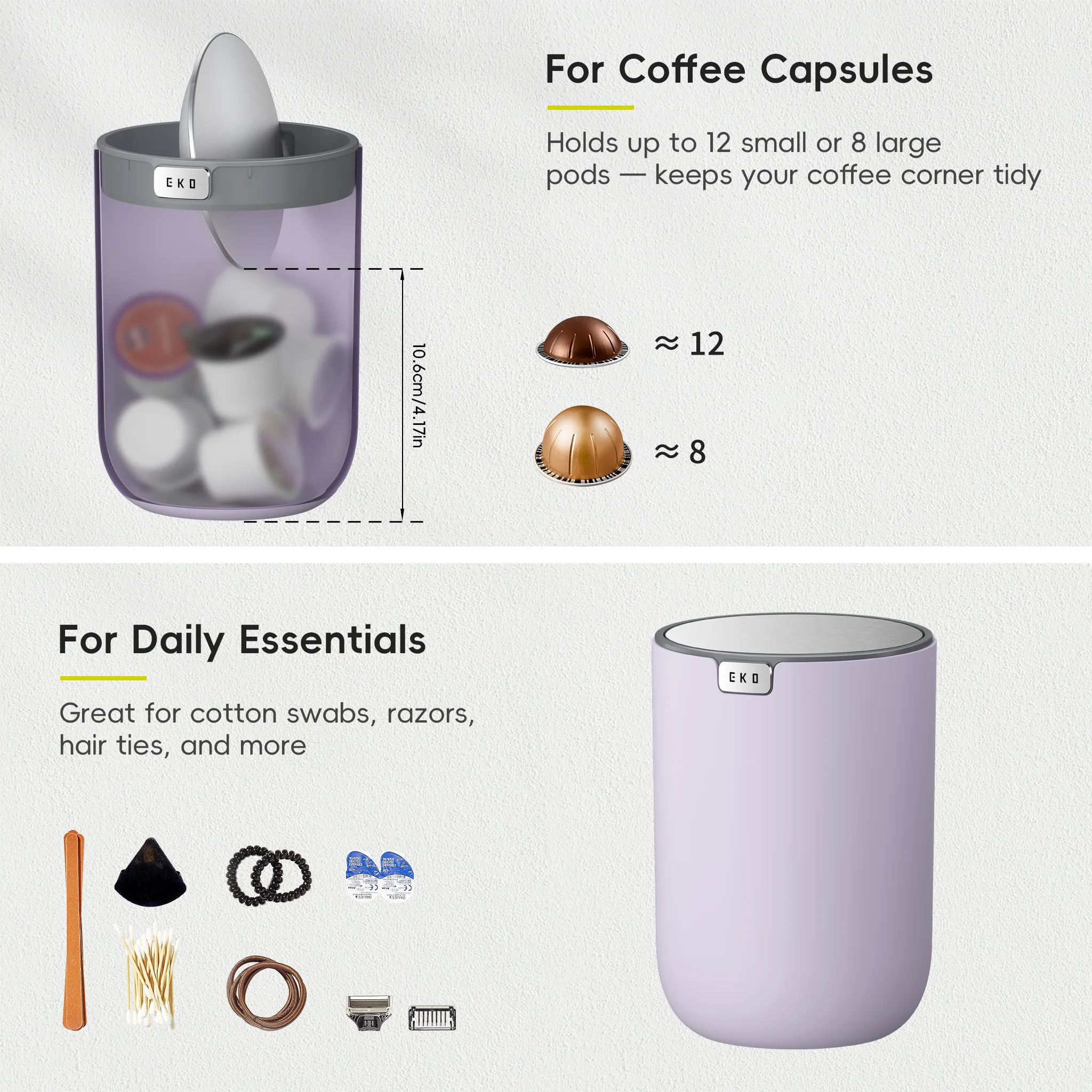Fandy Table Bin with Swing-Top Lid - Lavender 1.5L / 0.4 Gal - Image 5