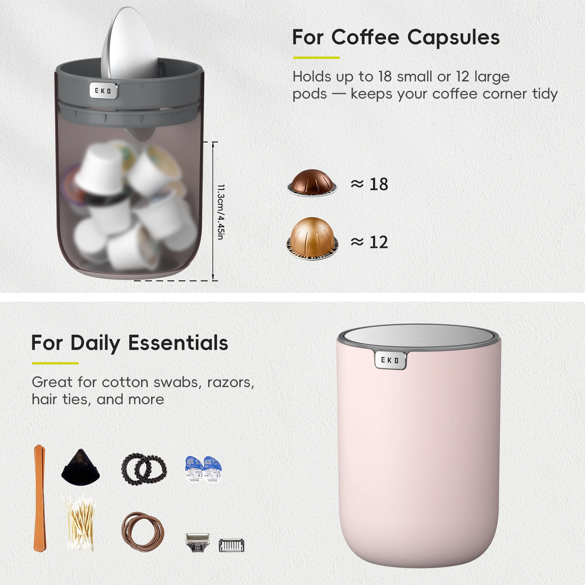 Fandy Table Bin with Swing-Top Lid - Pink 2.2L / 0.58 Gal - Image 4