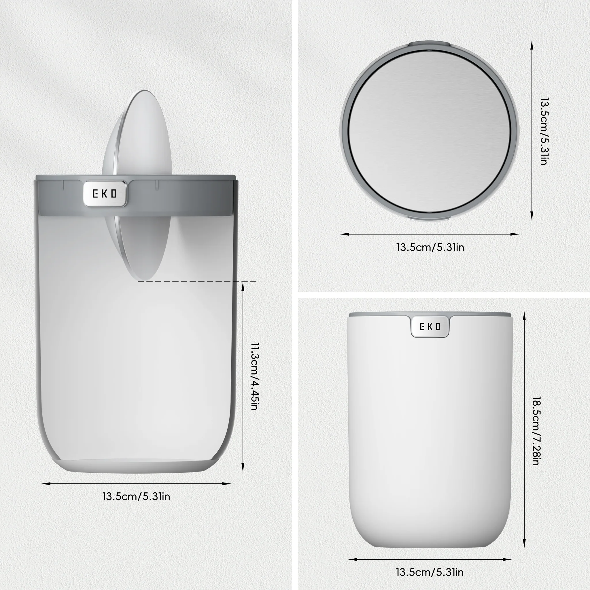 Fandy Table Bin with Swing-Top Lid - White 2.2L / 0.58 Gal - Image 3
