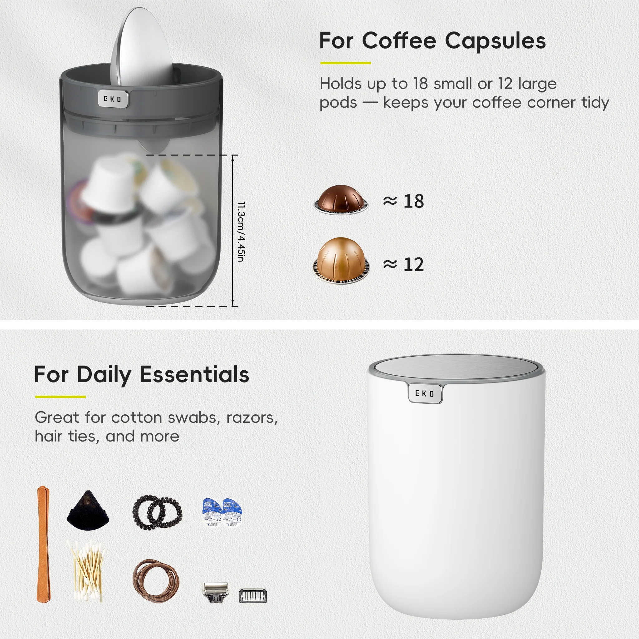 Fandy Table Bin with Swing-Top Lid - White 2.2L / 0.58 Gal - Image 4