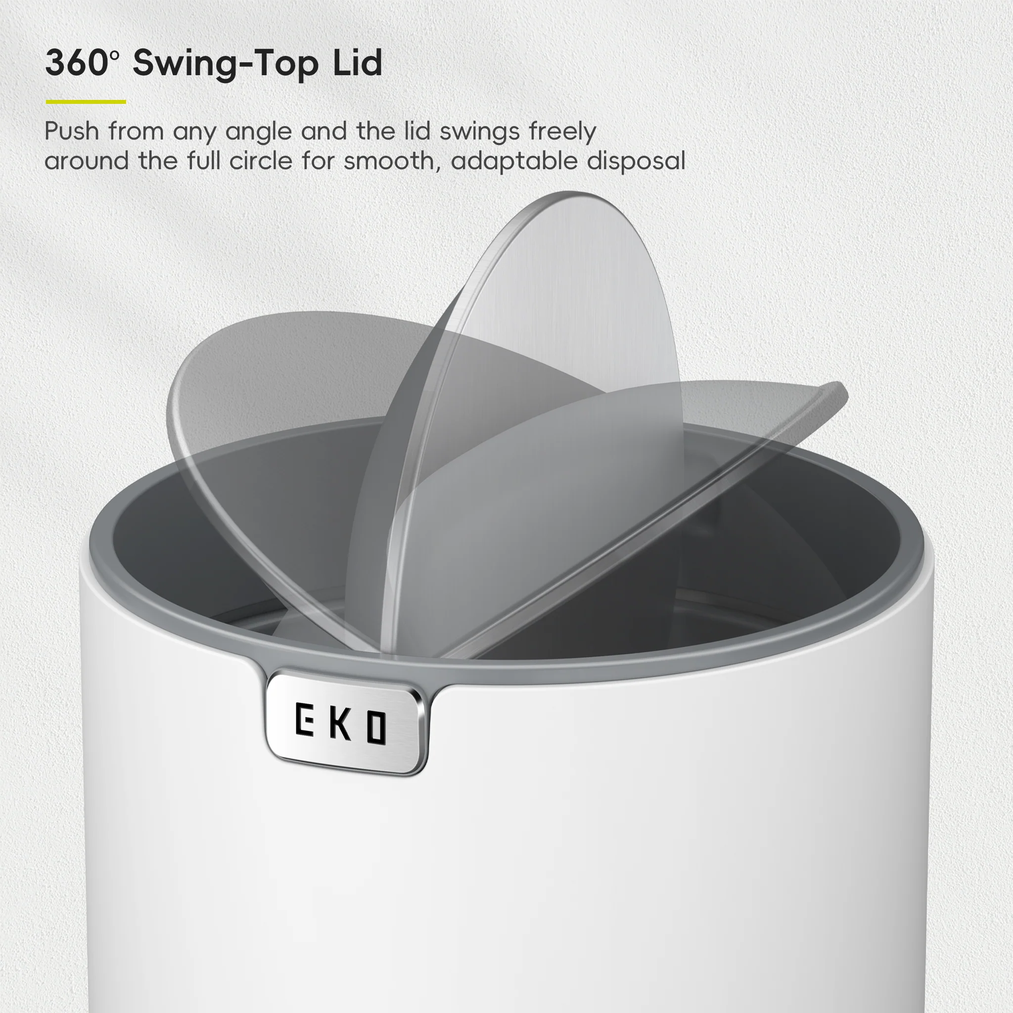 Fandy Table Bin with Swing-Top Lid - White 2.2L / 0.58 Gal - Image 5