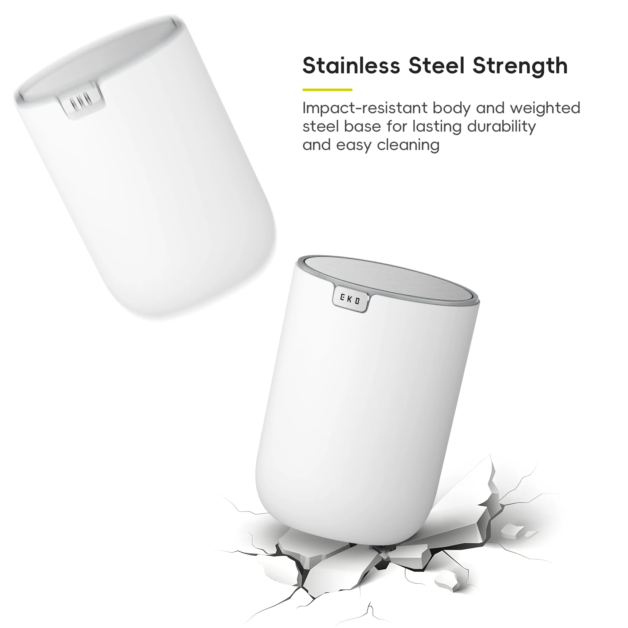 Fandy Table Bin with Swing-Top Lid - White 2.2L / 0.58 Gal - Image 7